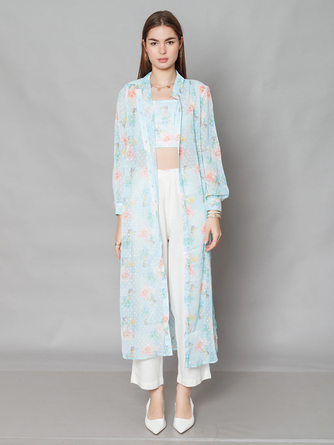 Blue Printed Straight Fit Co-Ord Set