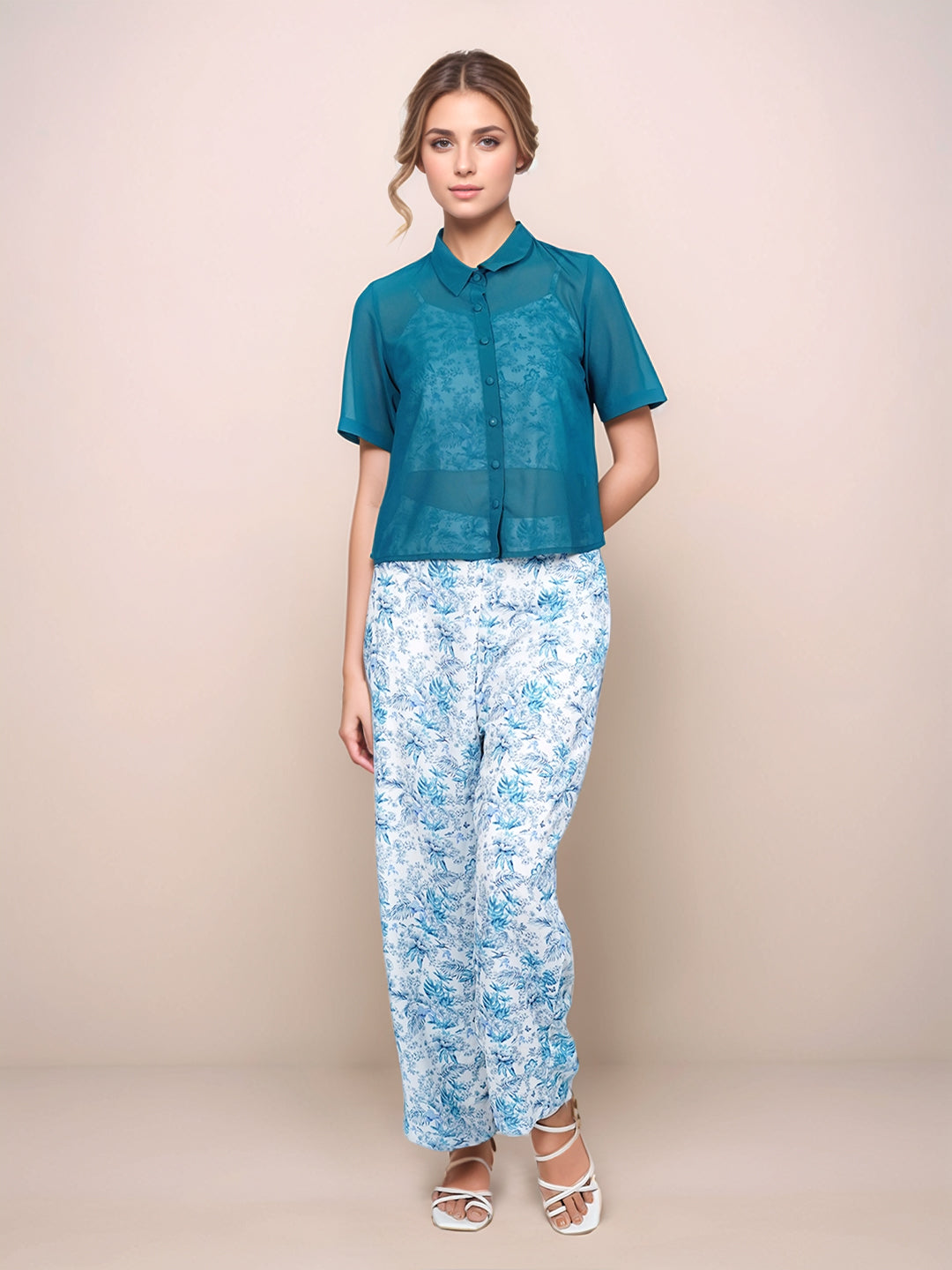 Navy Blue Solid Basic 3-Piece Co-Ord Set