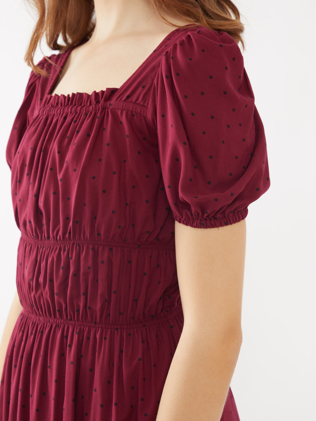 Maroon Striped Short Dress