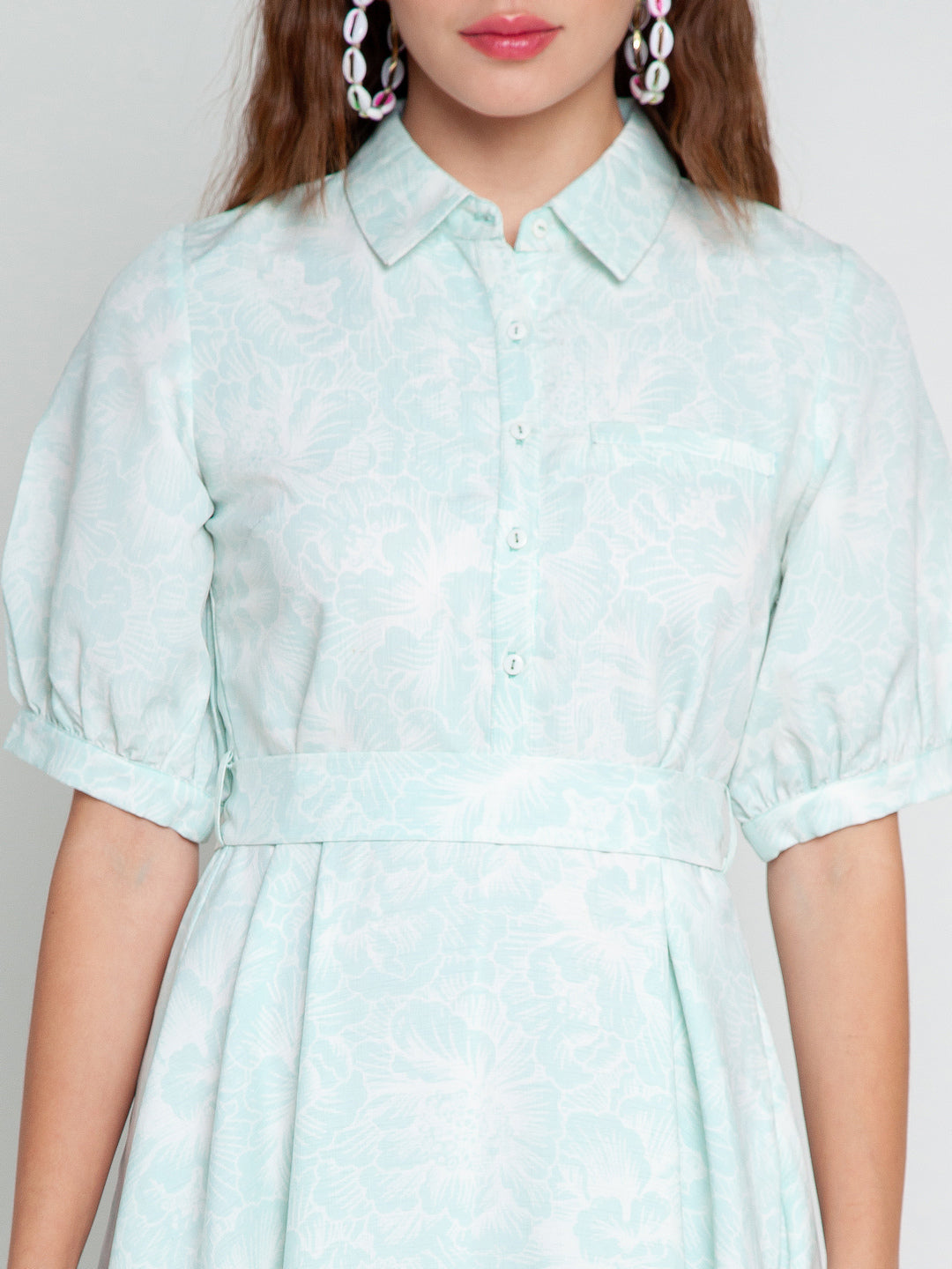 Blue Printed Midi Dress