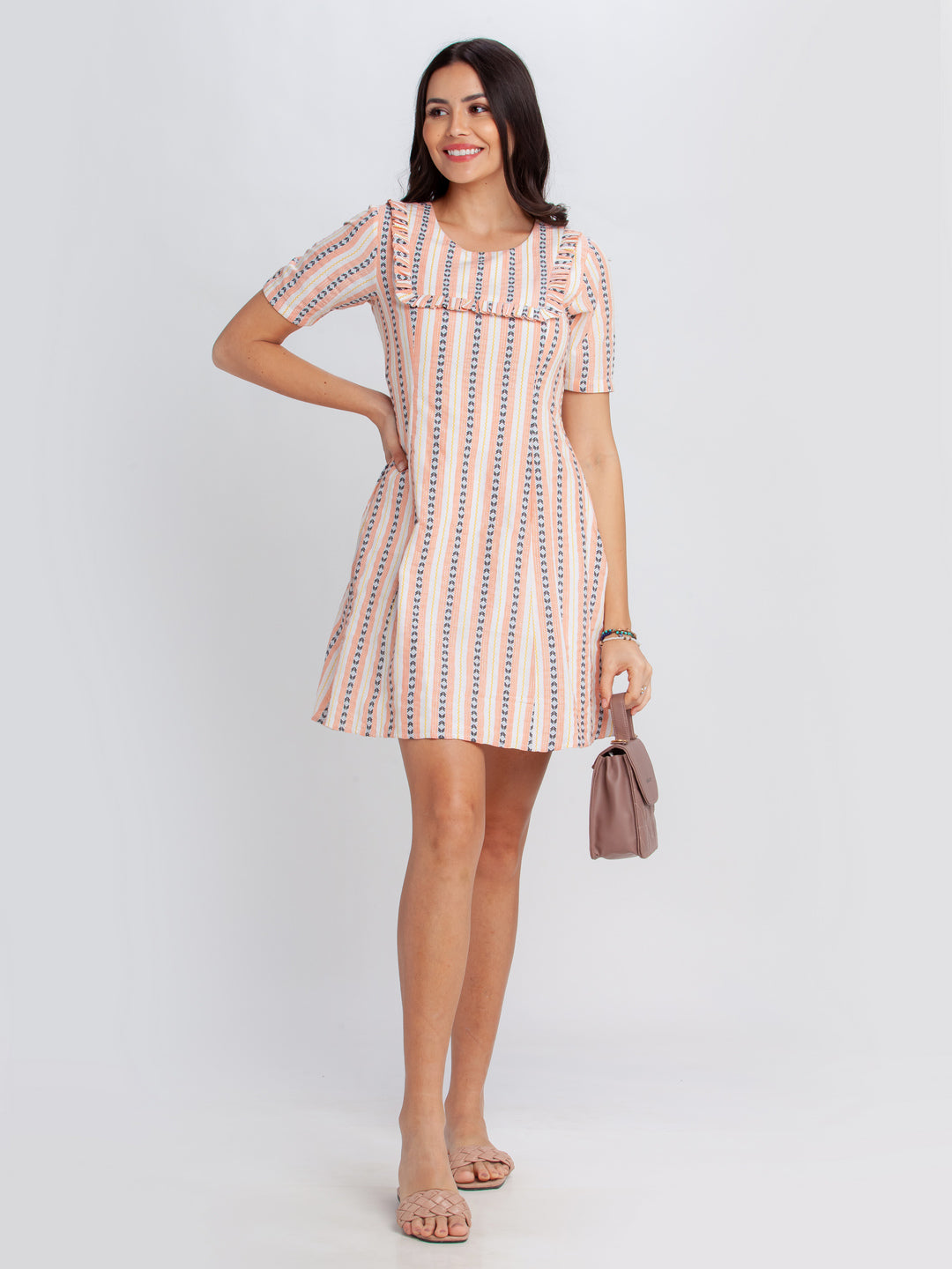 Multicolored Embroidered Short Dress