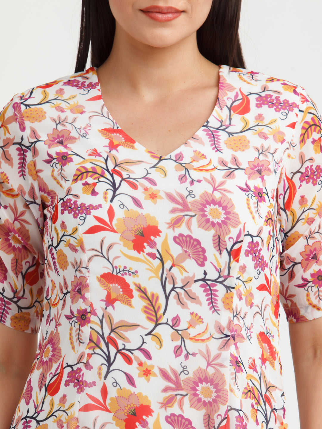 White Printed Mini Dress