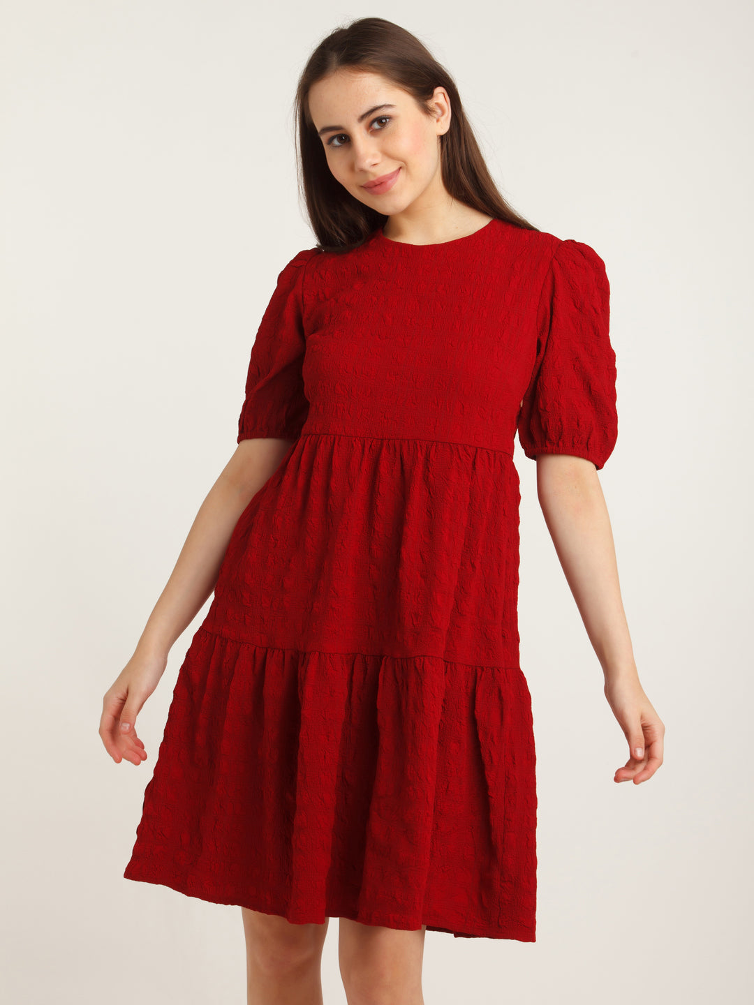 Red Tiered Short Dress