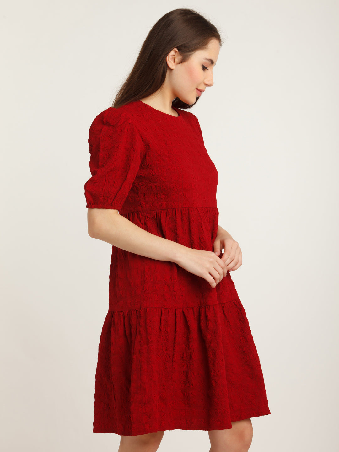 Red Tiered Short Dress
