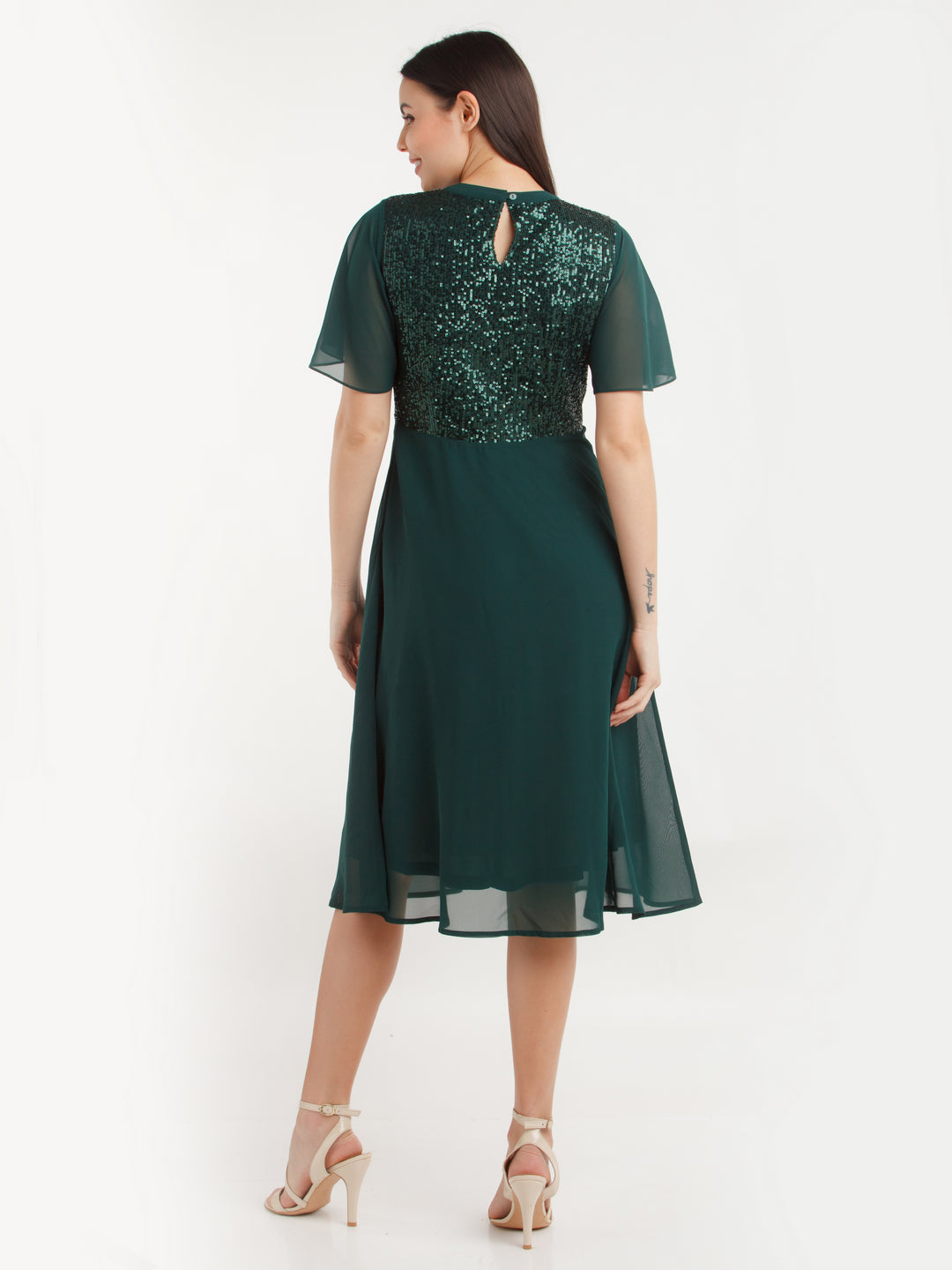 Green Embellished Midi Dress