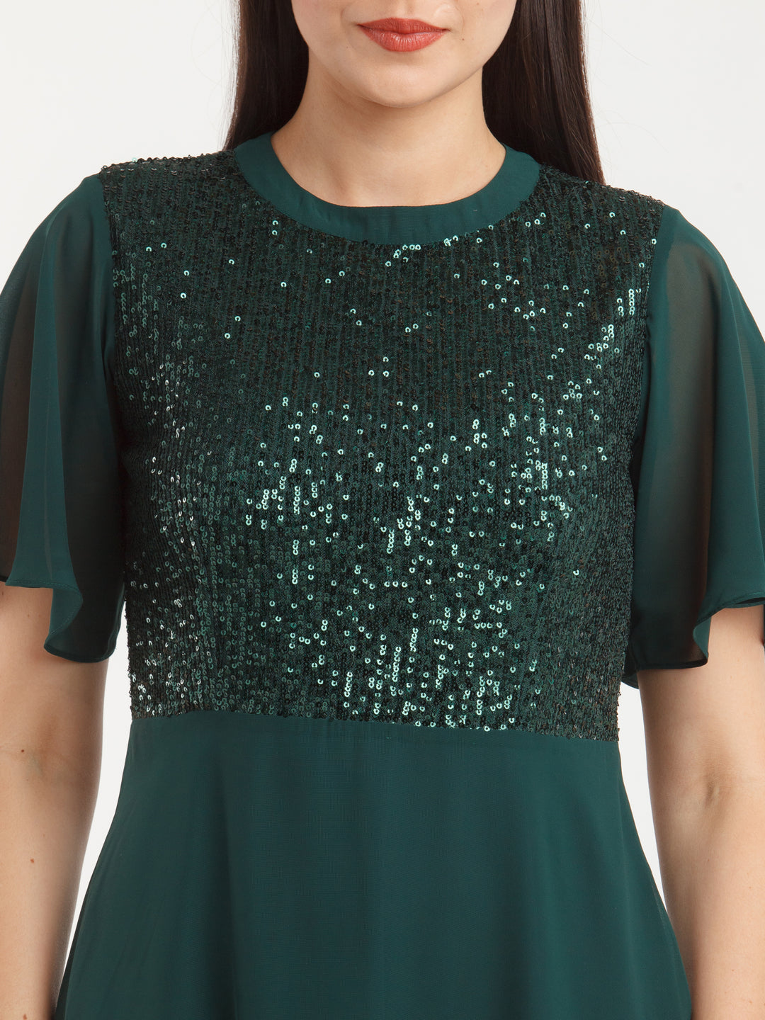 Green Embellished Midi Dress