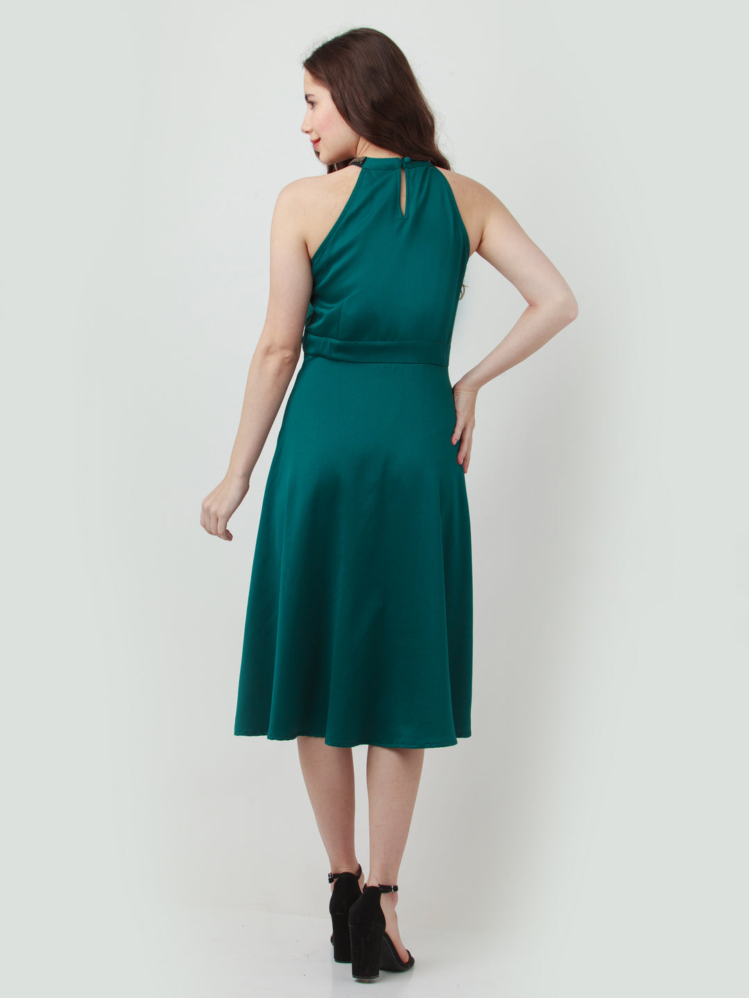 Green Embellished Midi Dress