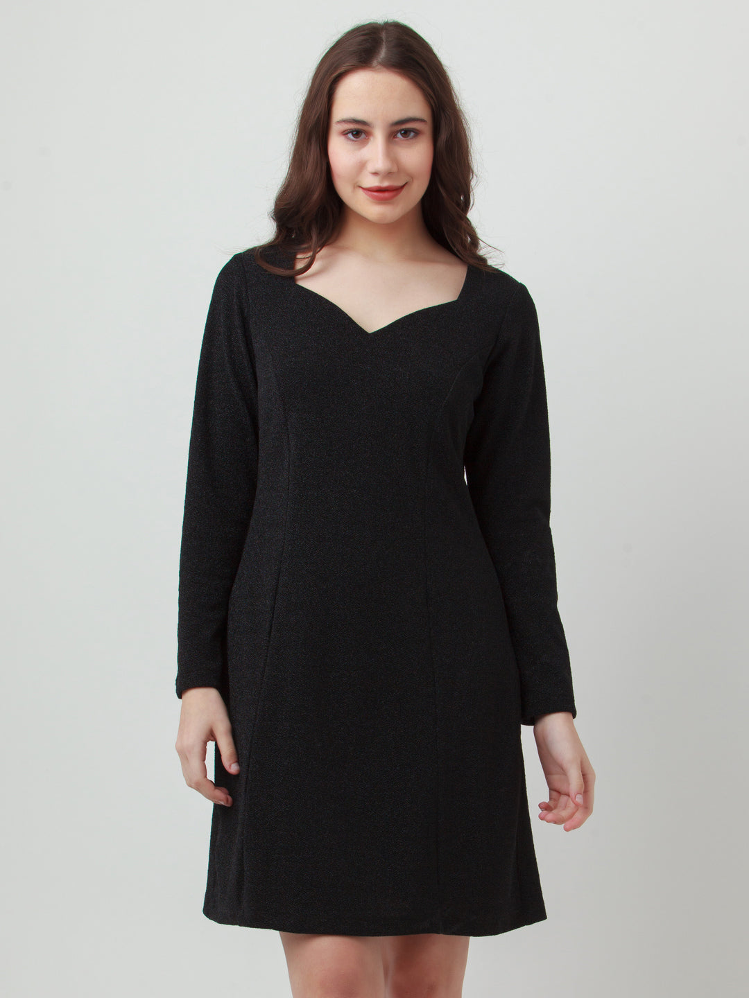 Black Solid Fitted Short Dress