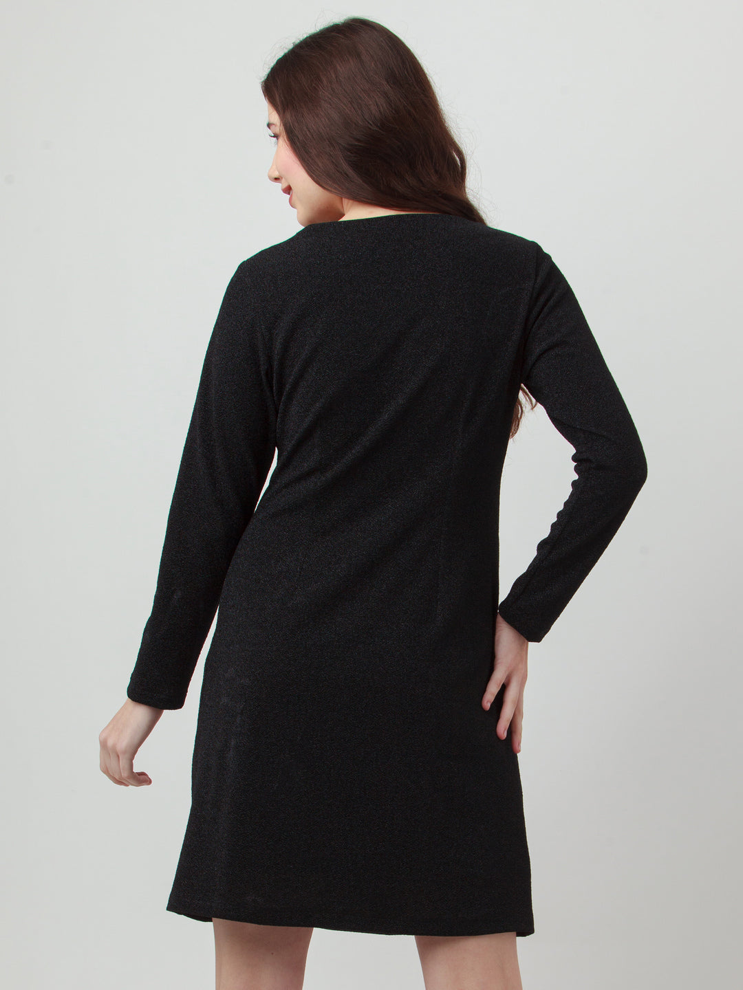 Black Solid Fitted Short Dress