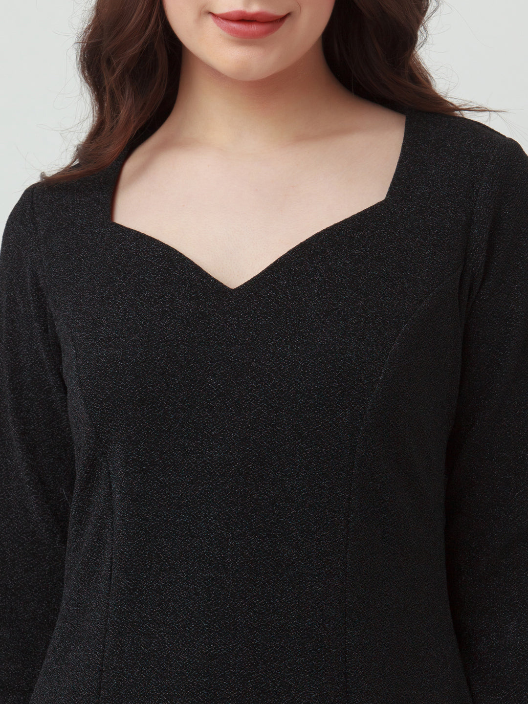 Black Solid Fitted Short Dress