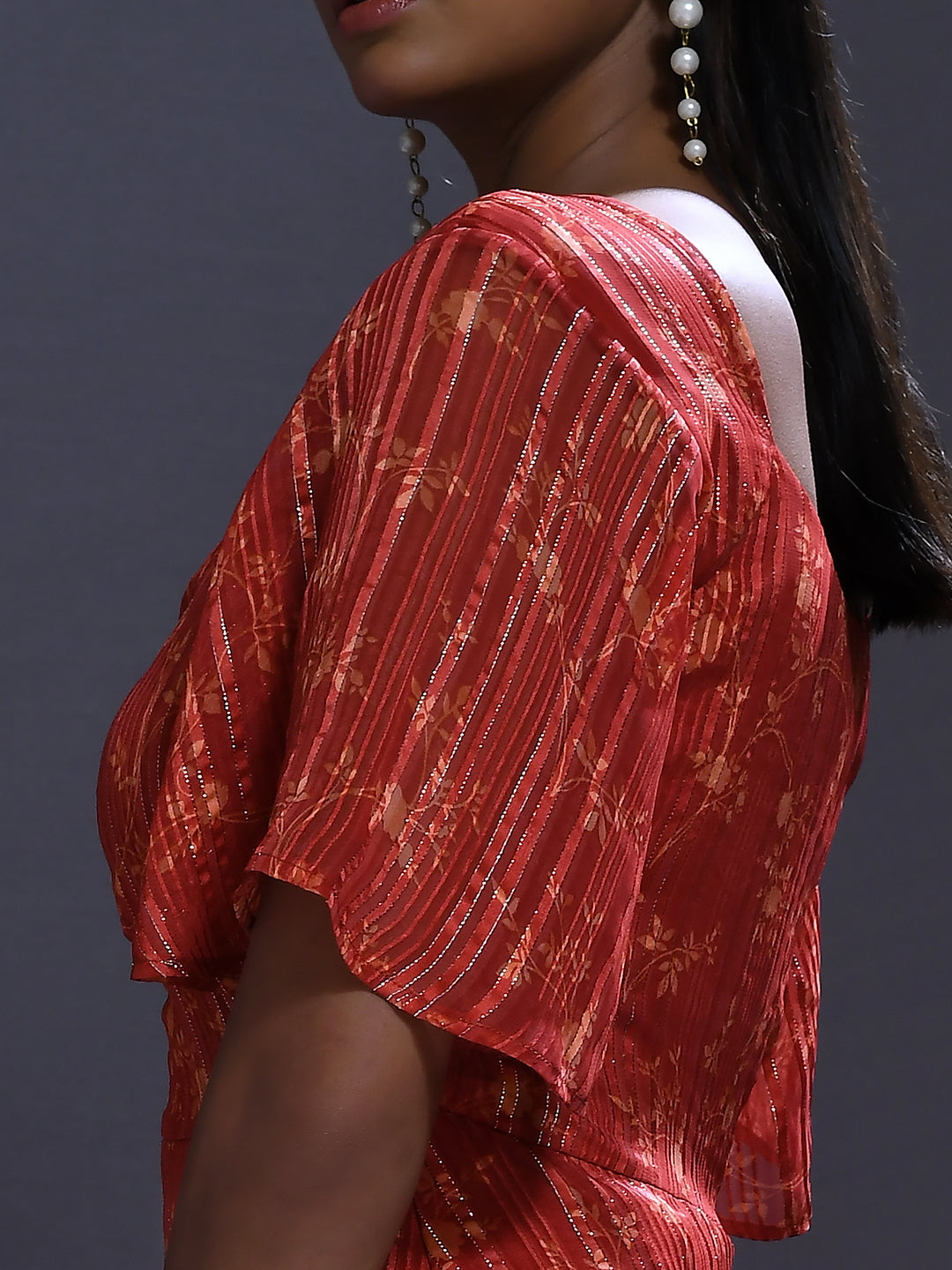 Rust Printed Midi Dress