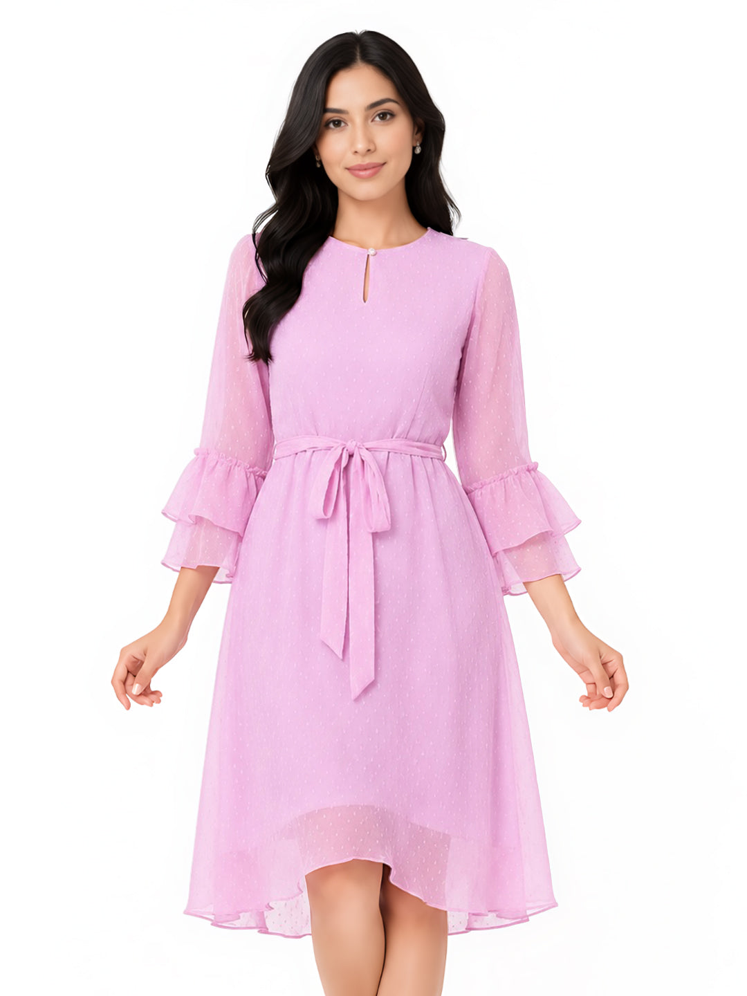 Pink Solid A-Line Short Dress