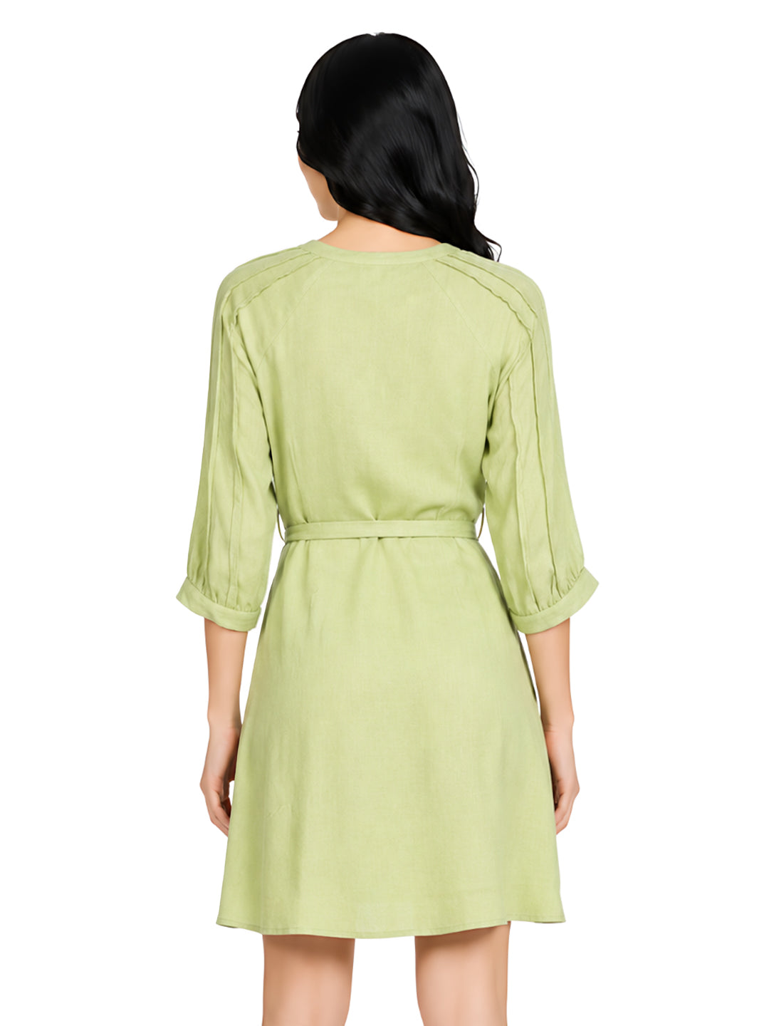 Green Solid Above Knee Dress