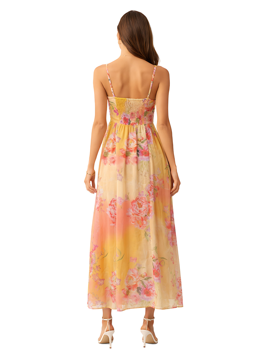 Multi Floral Sleeveless Square Neck Fit And Flare Maxi Dress