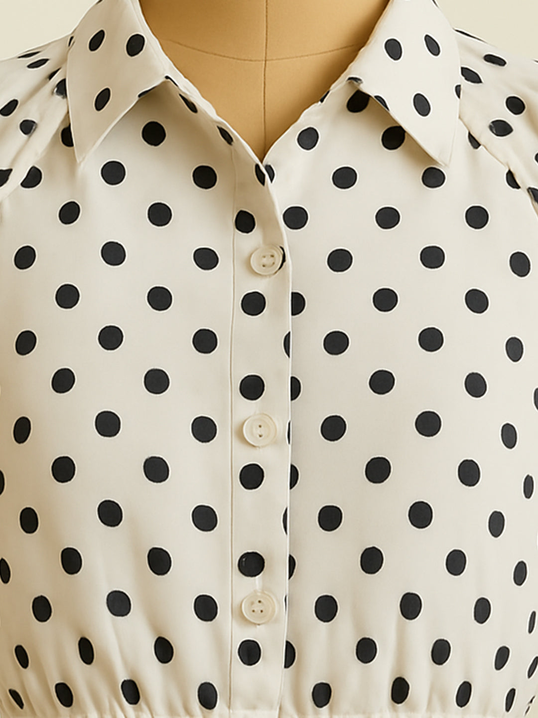 White Polka Dot Short Sleeves Top