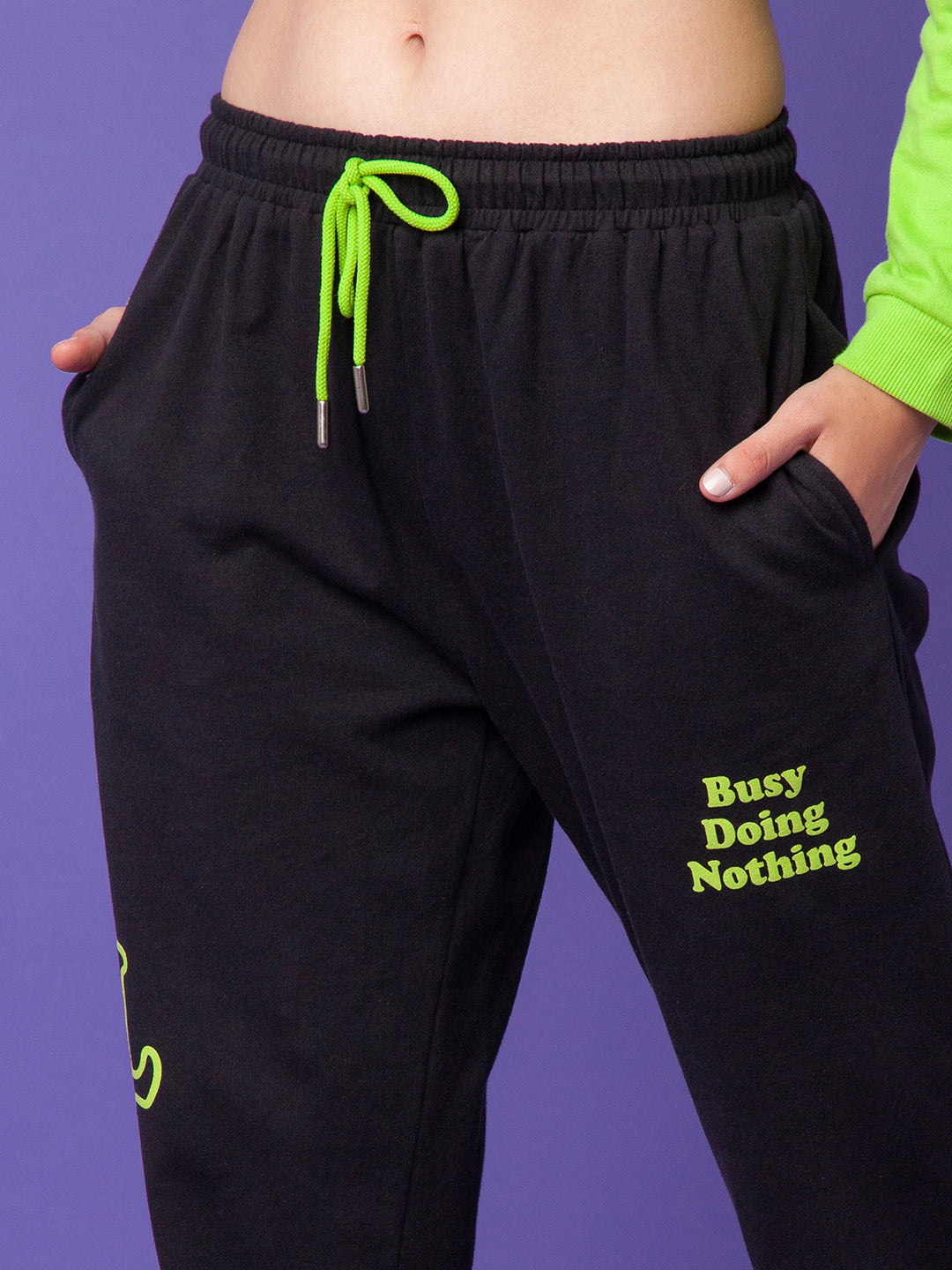 Green Printed Elasticated Joggers