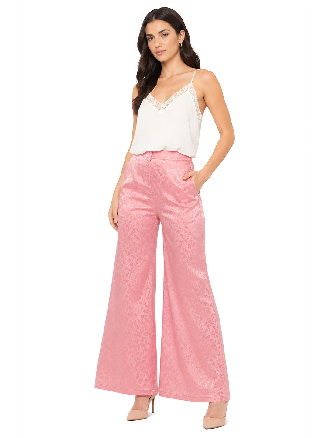 Pink Self Design Palazzo
