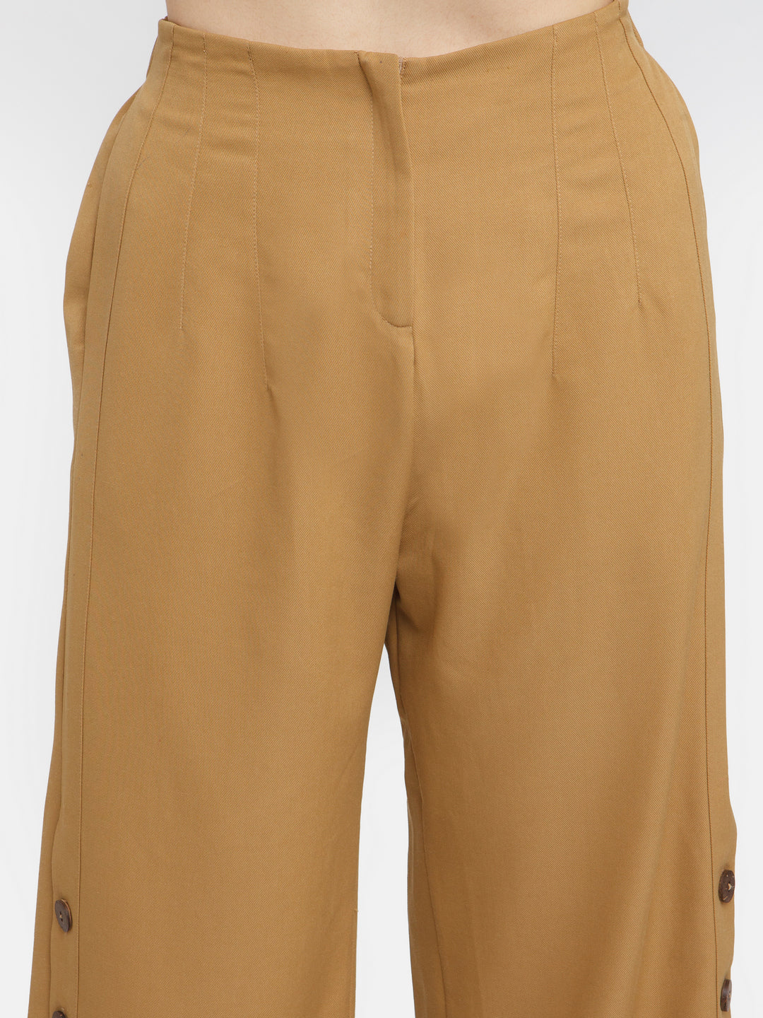 Brown Solid Straight Trouser