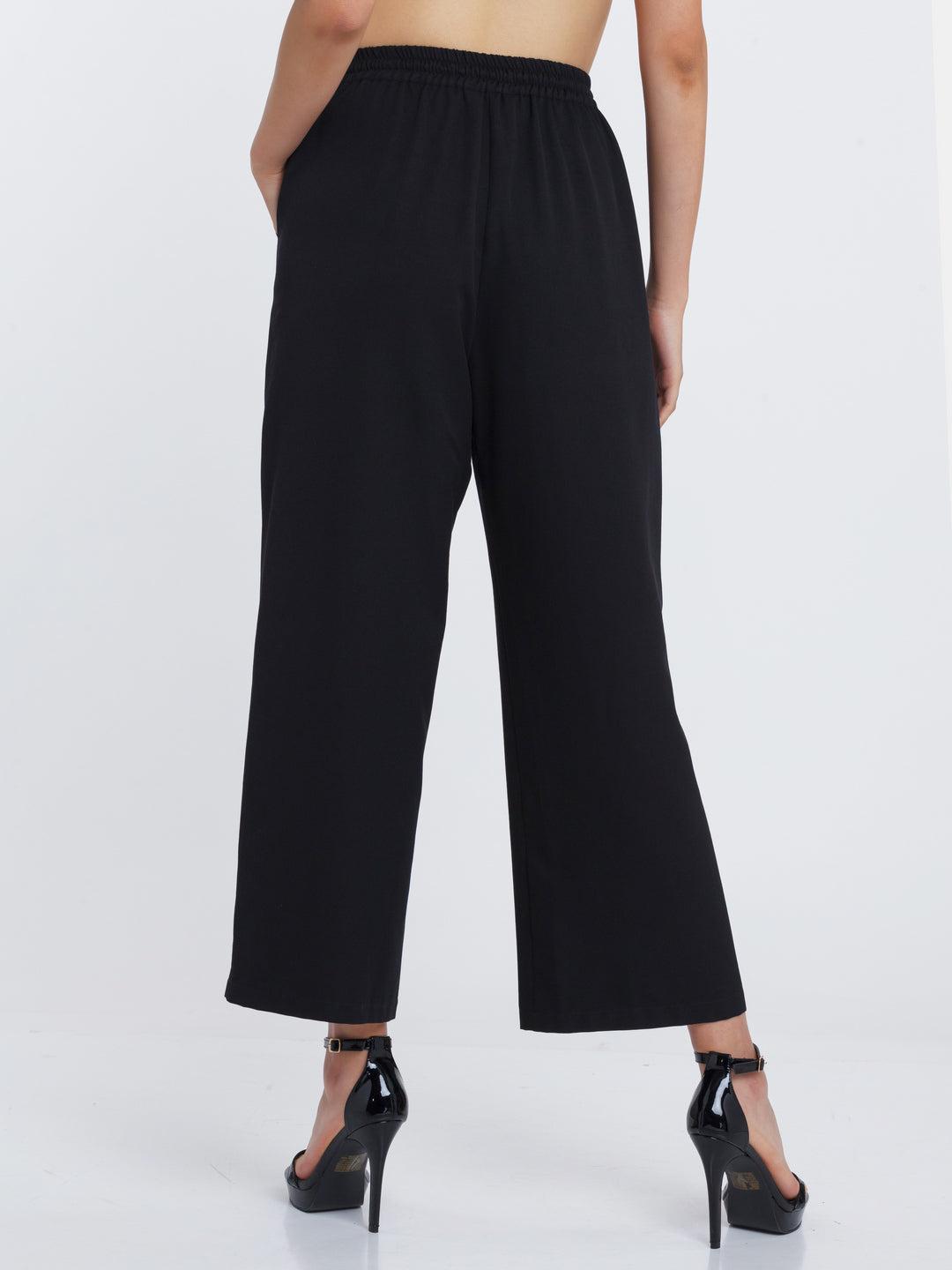 Black Solid Elasticated Trouser