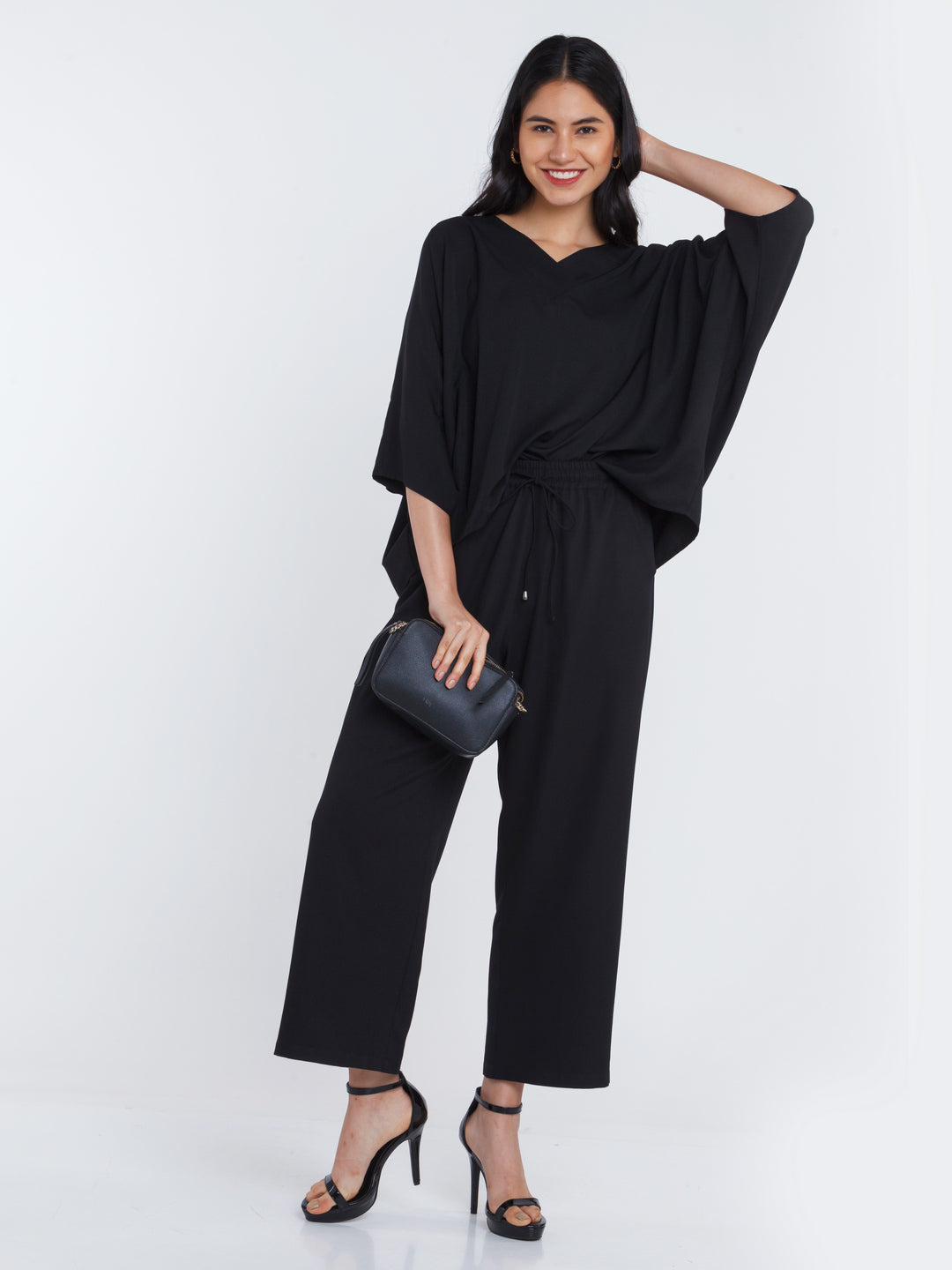 Black Solid Elasticated Trouser