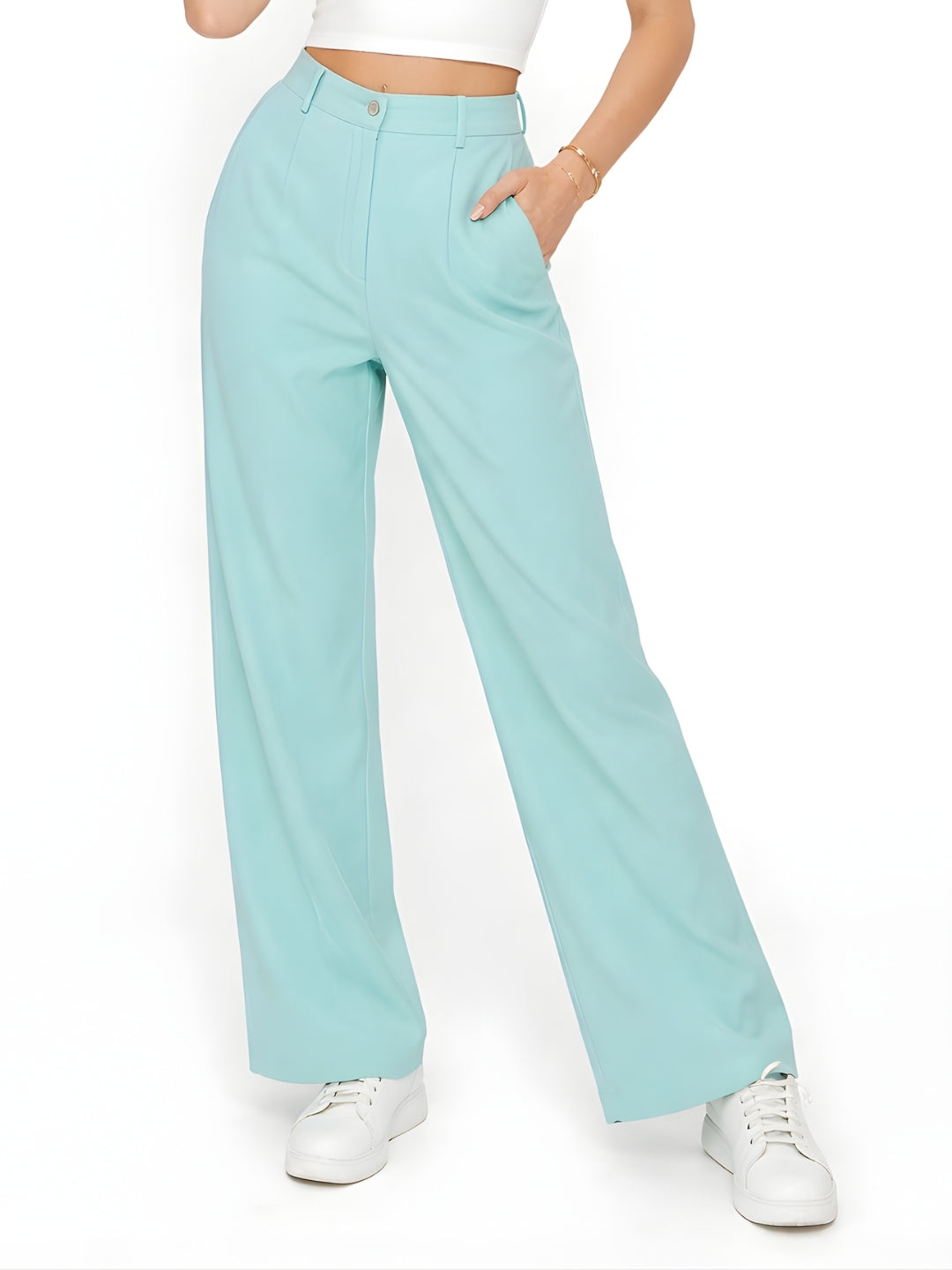 Turquoise Solid Regular Trouser