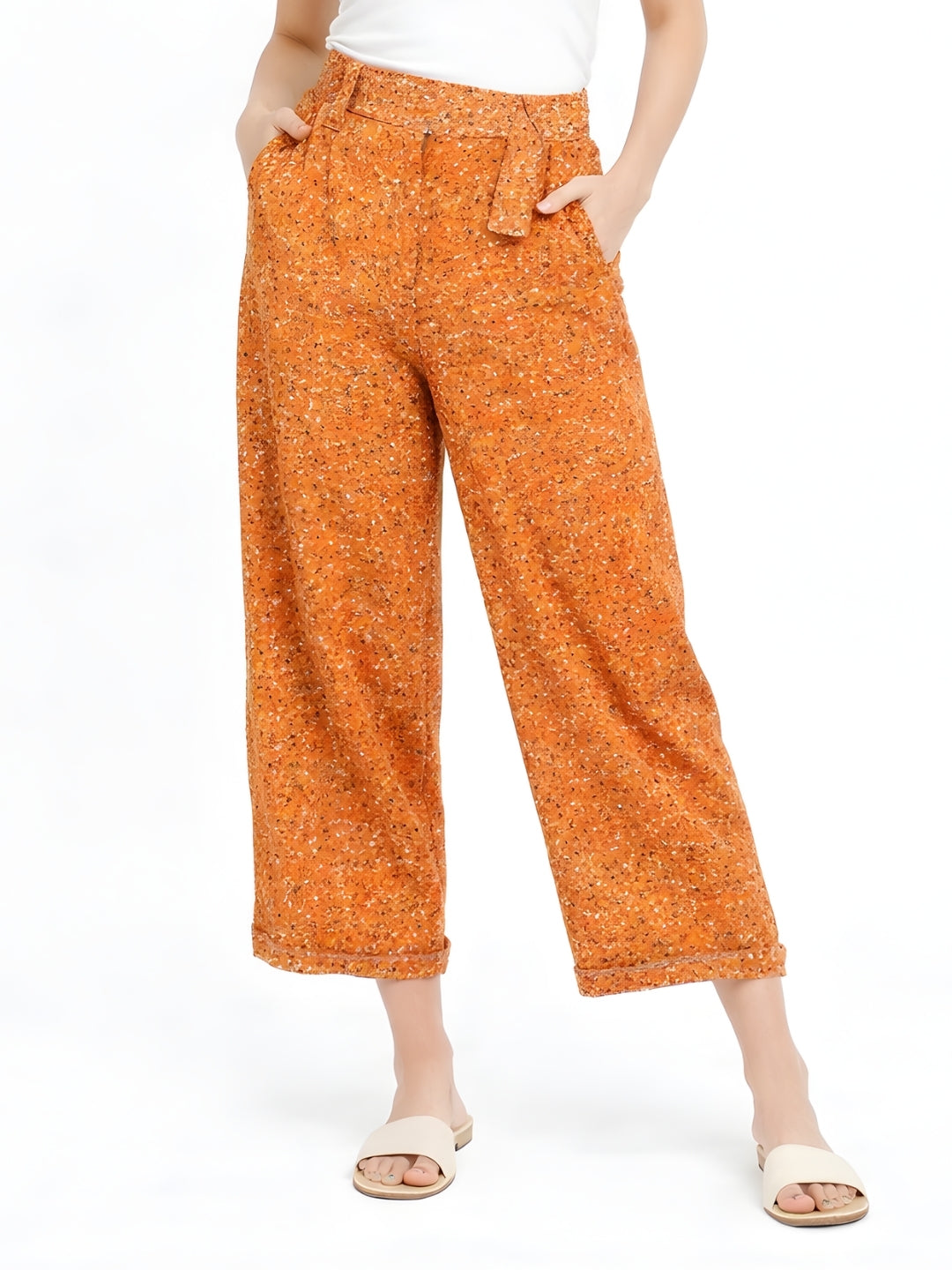 Brown Printed Regular Trouser