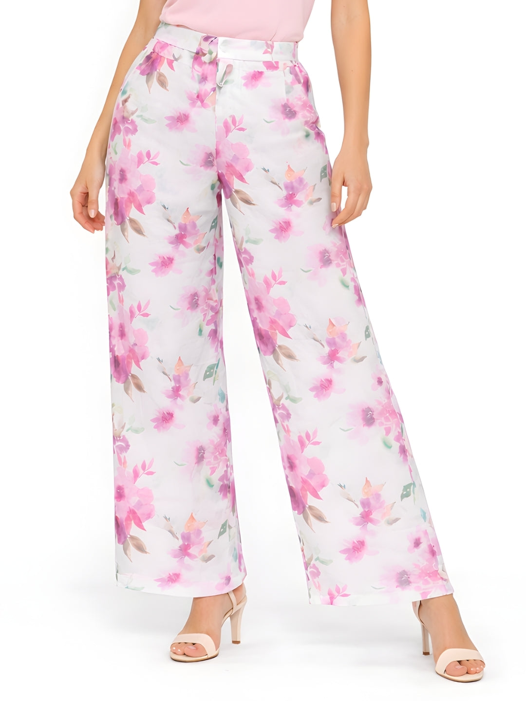 White Printed Regular Palazzo