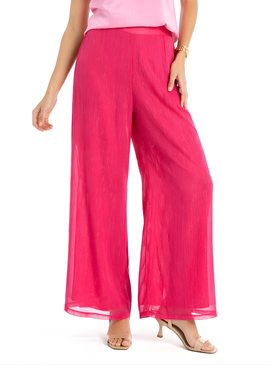 Pink Solid Straight Palazzo