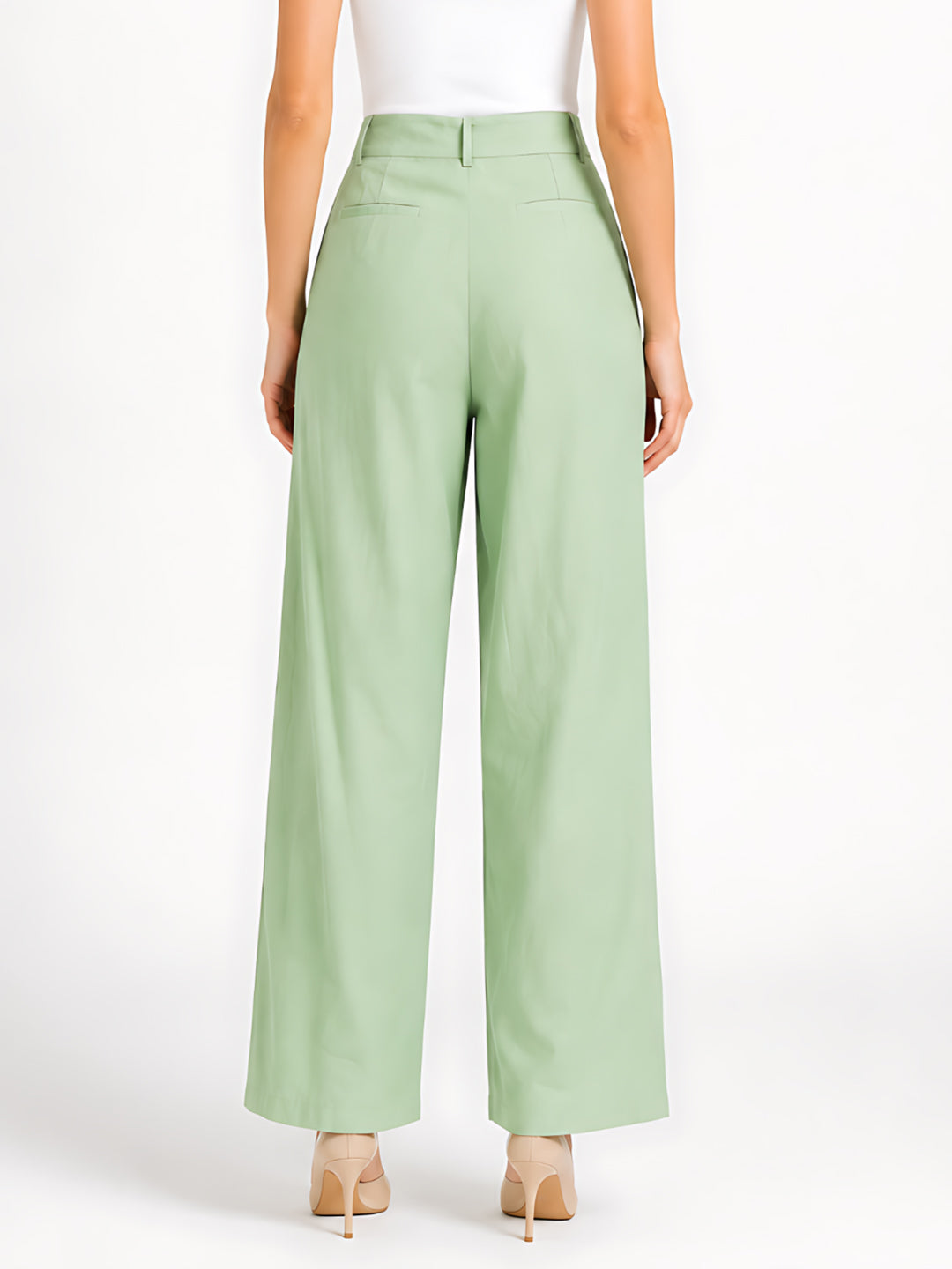 Green Solid Straight Palazzo