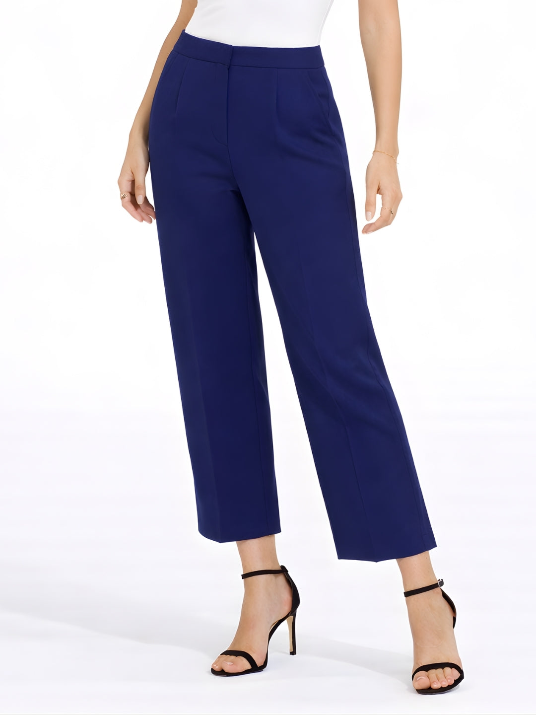 Navy Blue Solid Straight Trouser