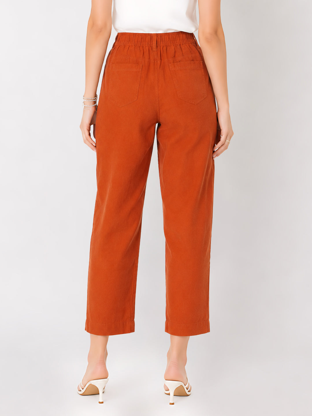 Brown Solid Parallel Trouser