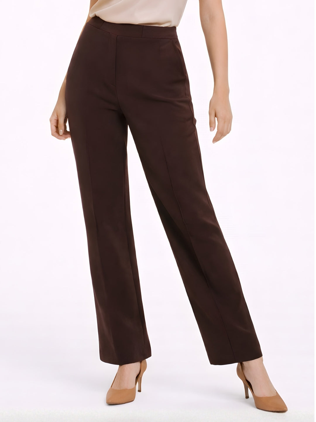 Brown Solid Parallel Trouser