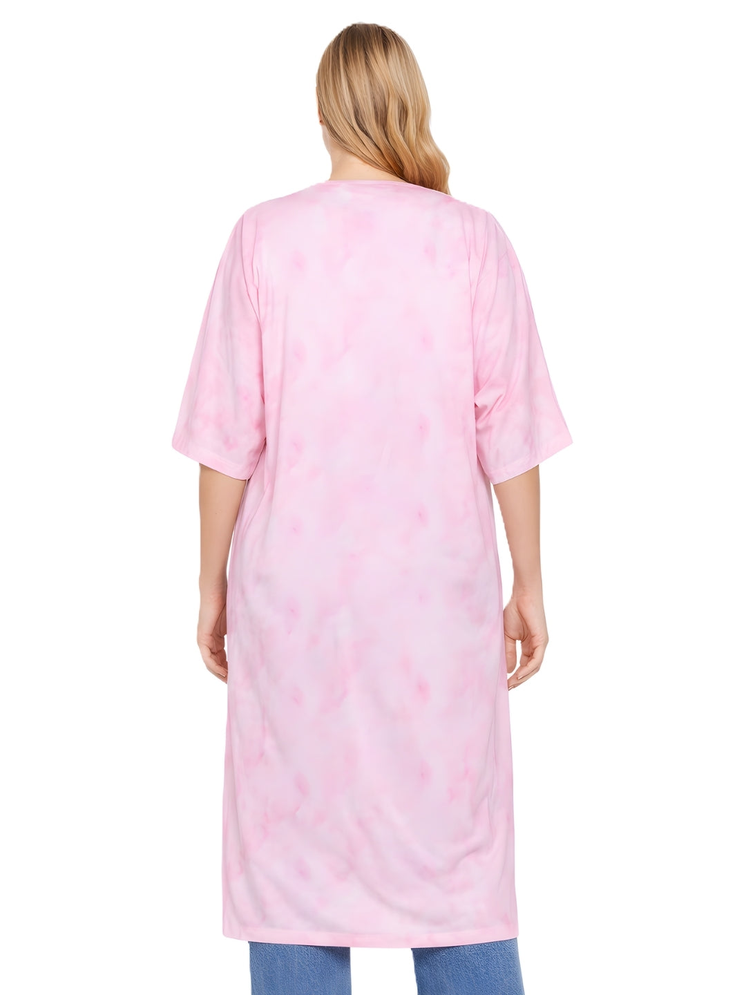 Pink Printed Flared Sleeve Shrug