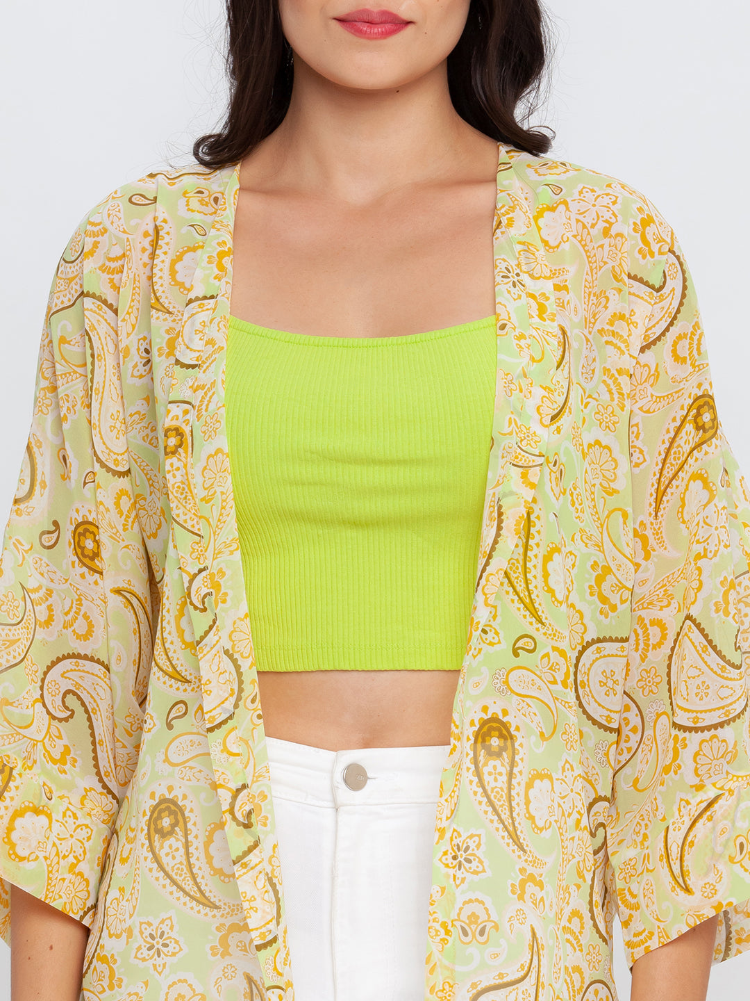 Green Printed Shrug