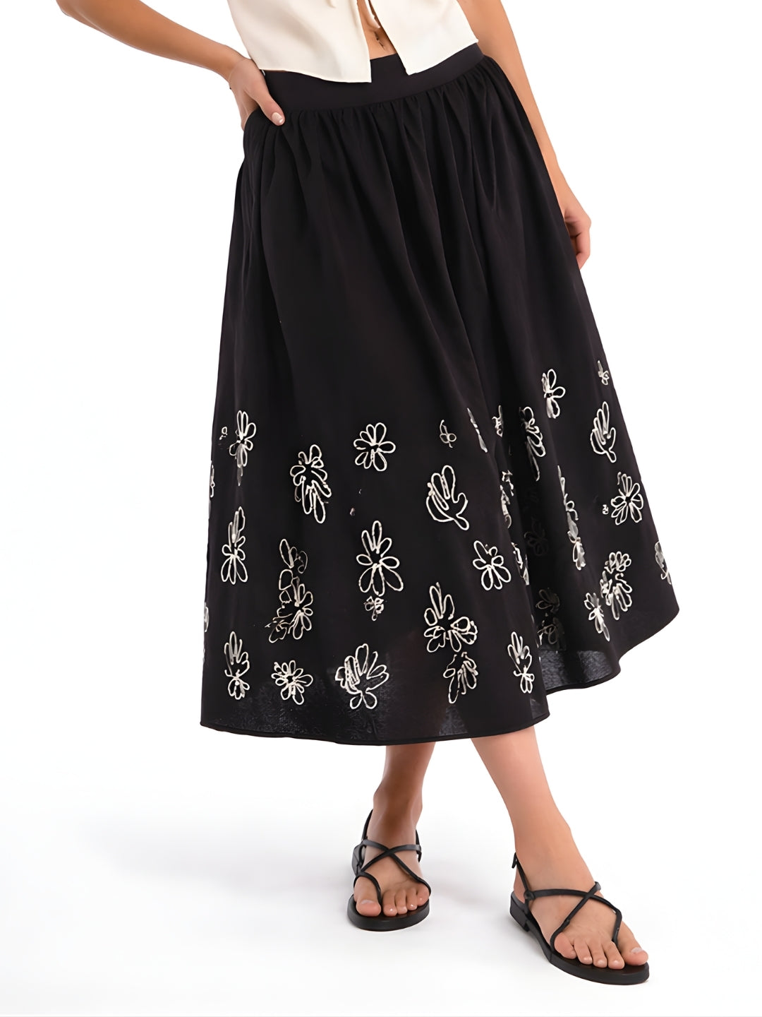 Black Embroidered Skirt