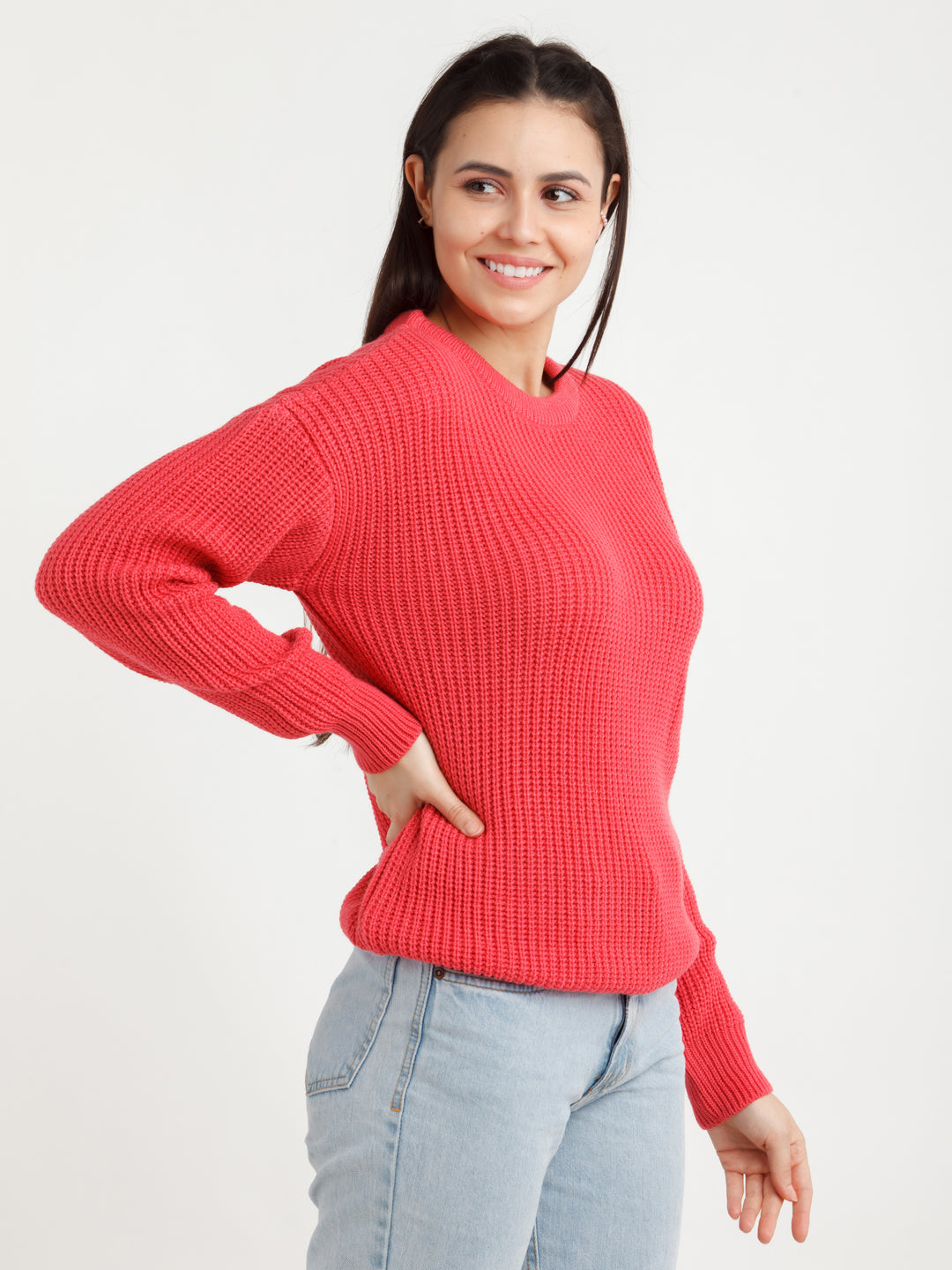 Pink Solid Sweater