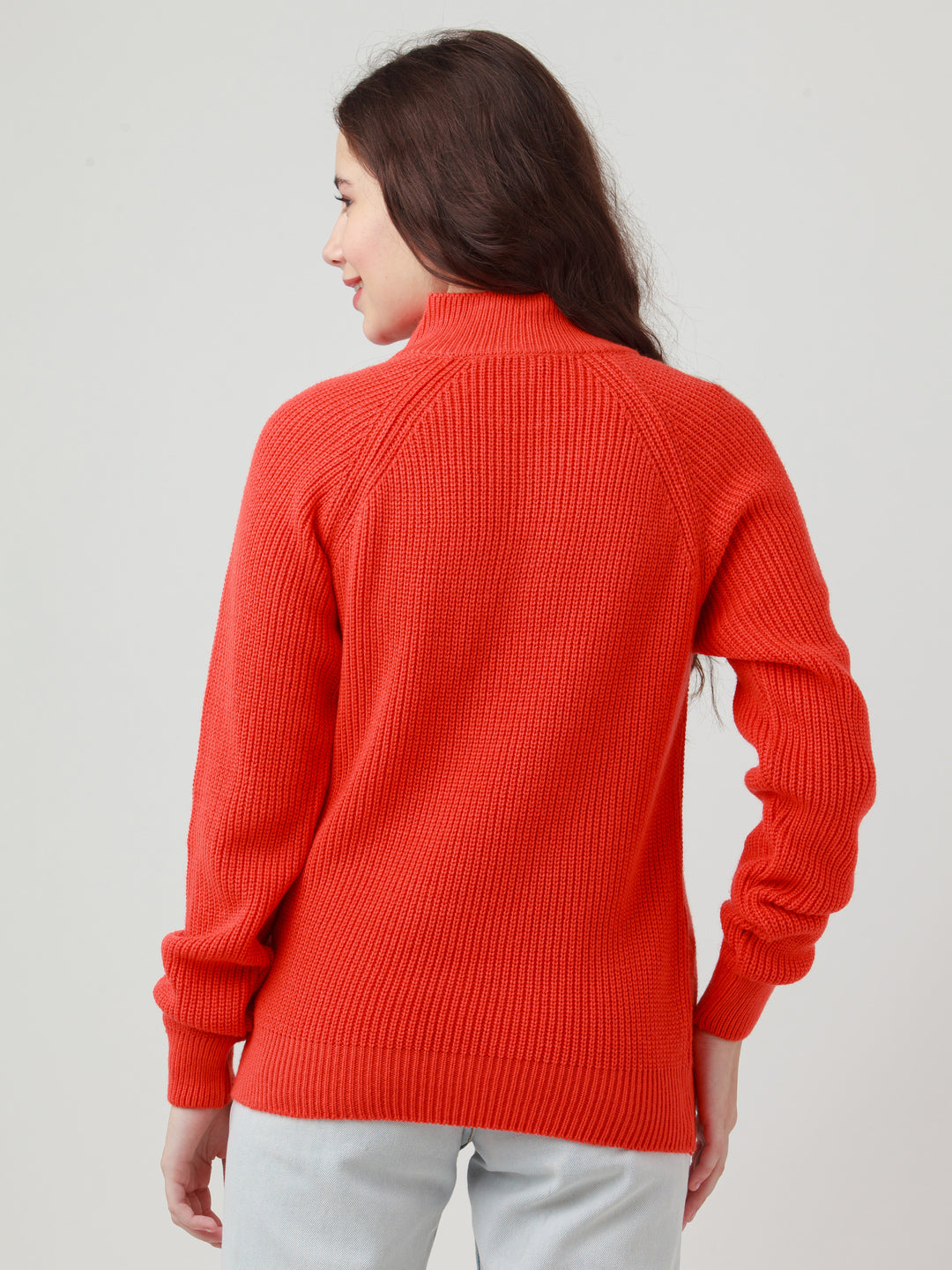 Orange Solid Straight Sweater