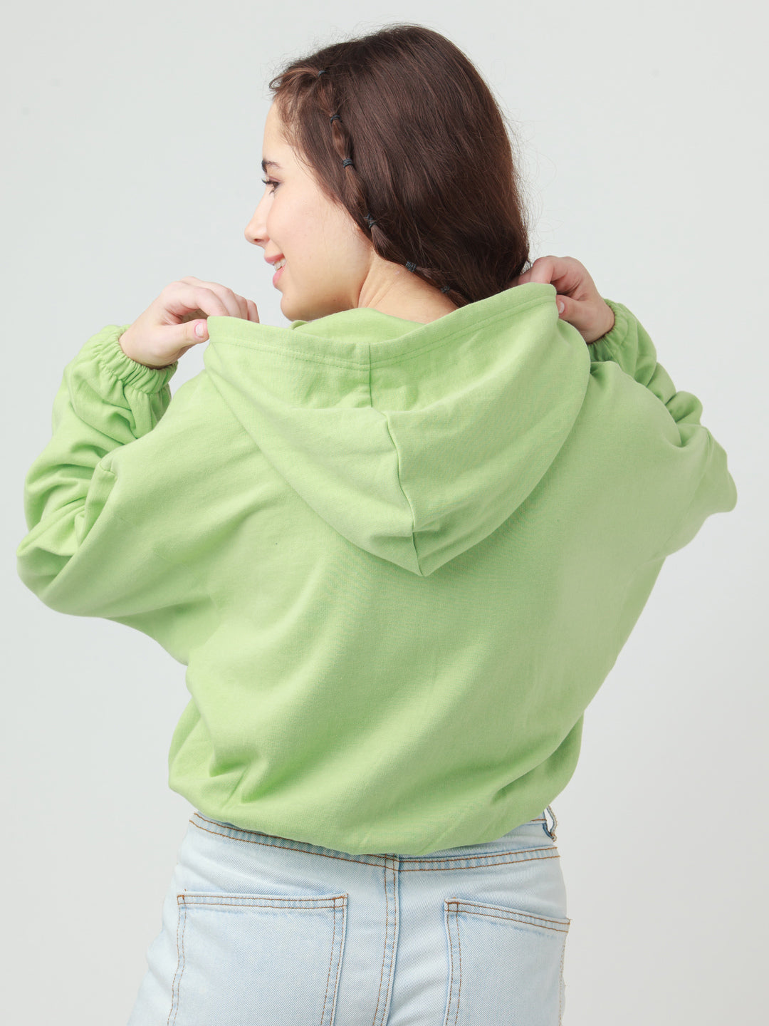 Green Solid Hoodie Sweatshirt
