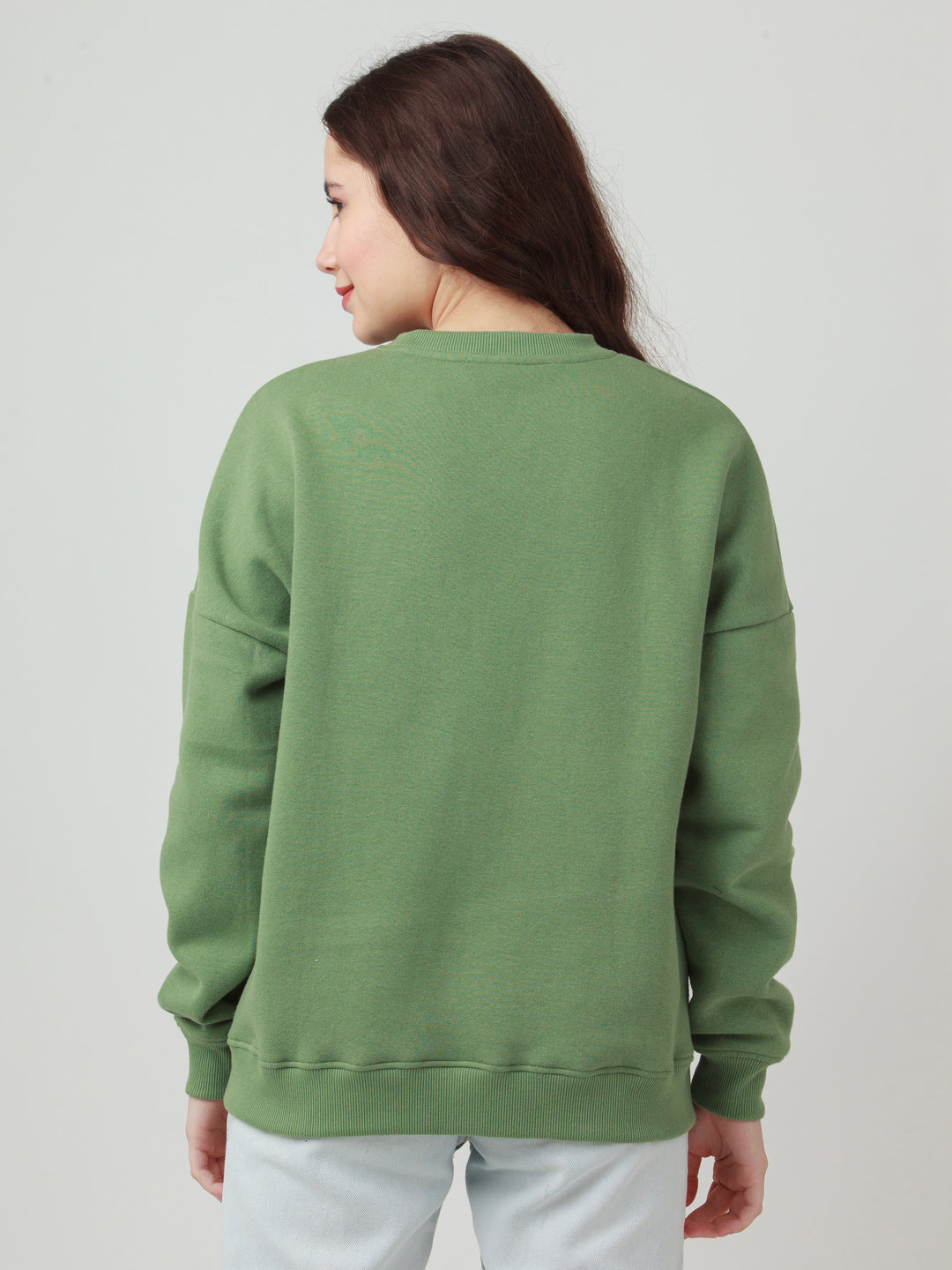 Green Solid Straight Sweatshirt