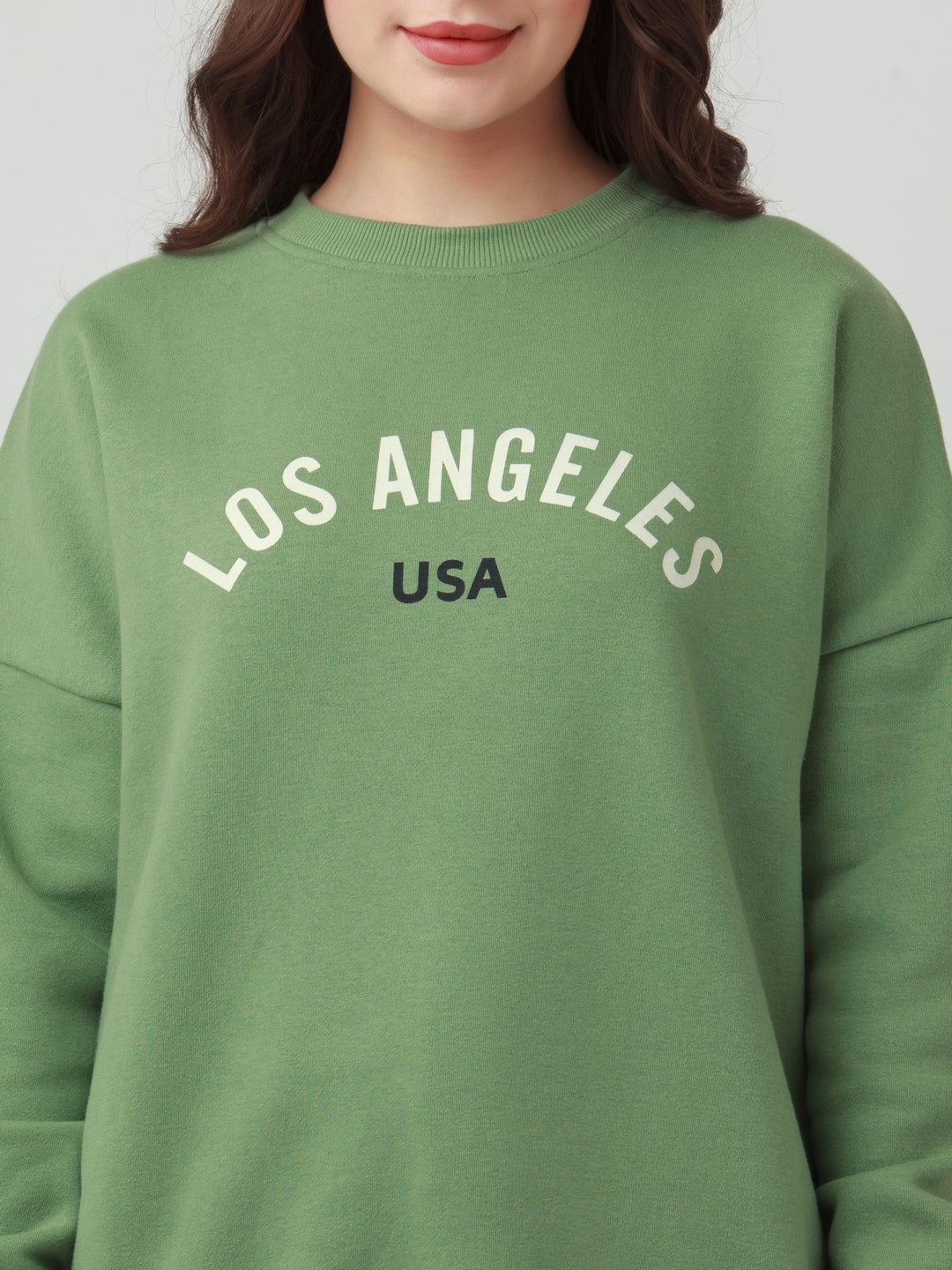 Green Solid Straight Sweatshirt