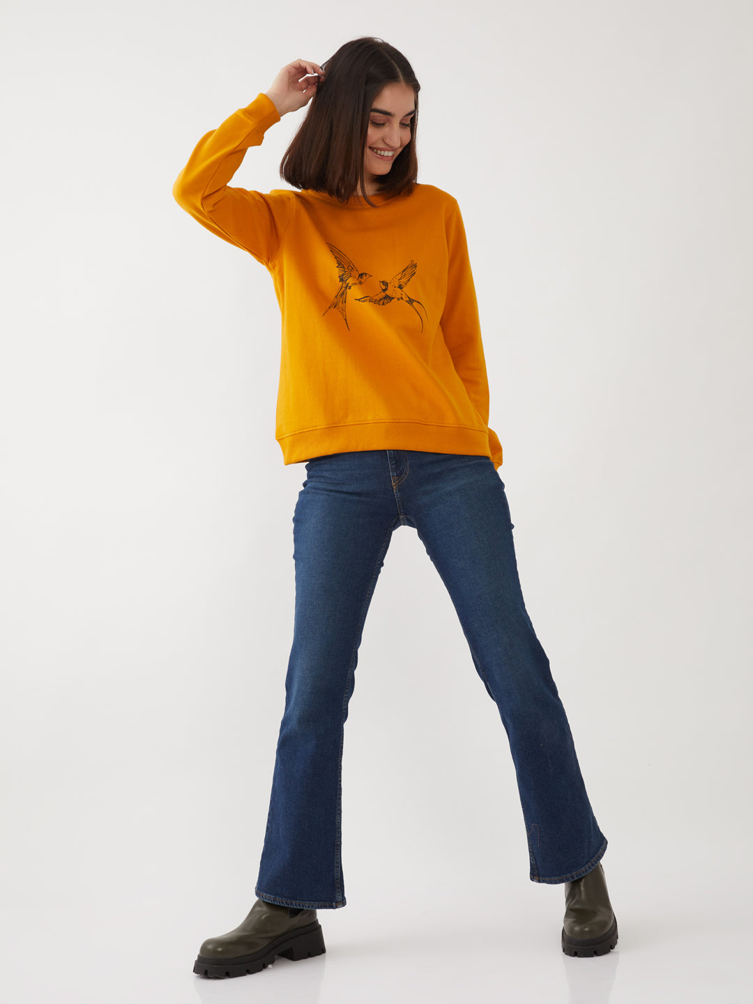 Yellow Solid Sweatshirt