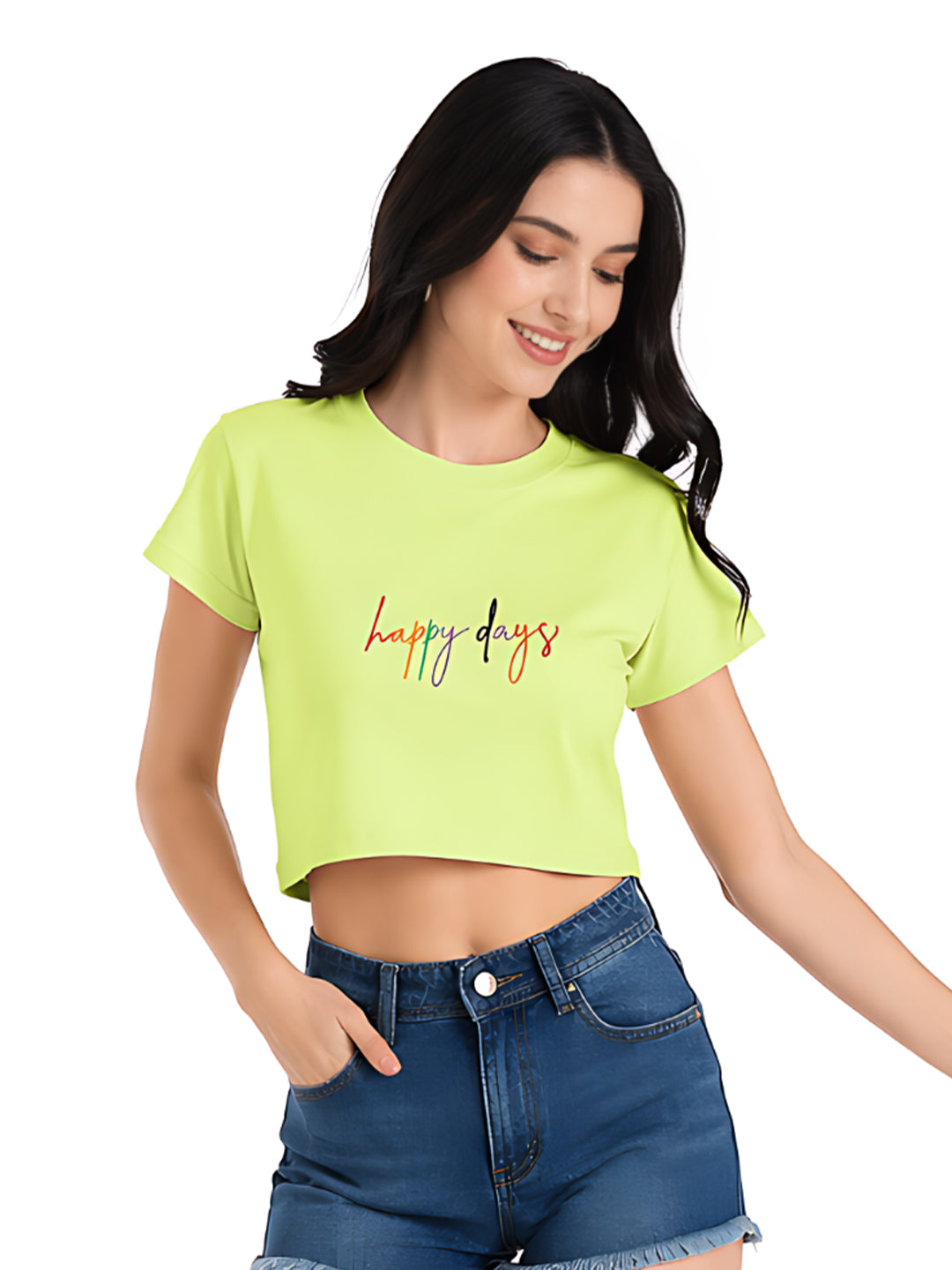 Lime Green Solid Crop Top
