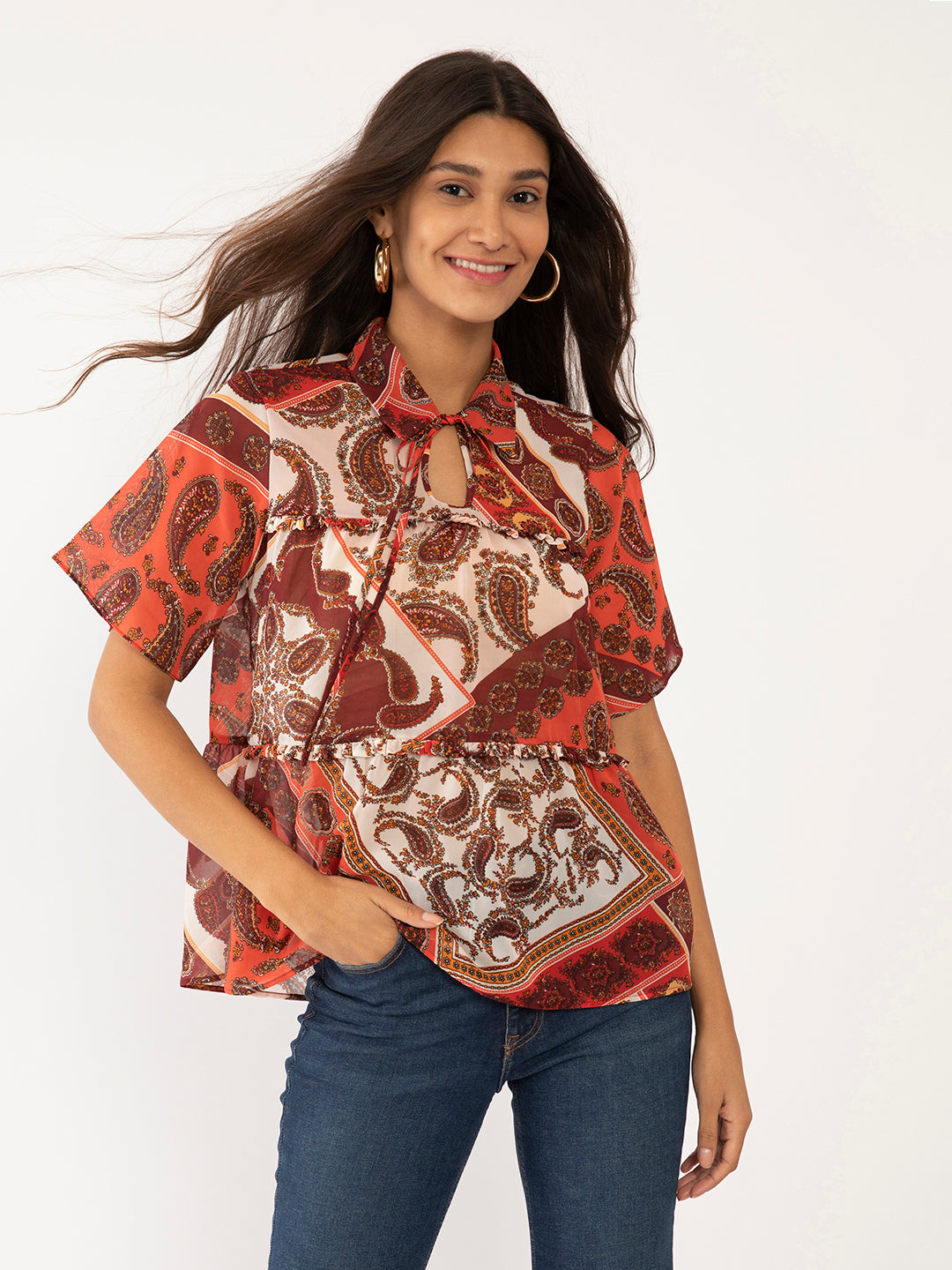 Multicolored Tiered Top