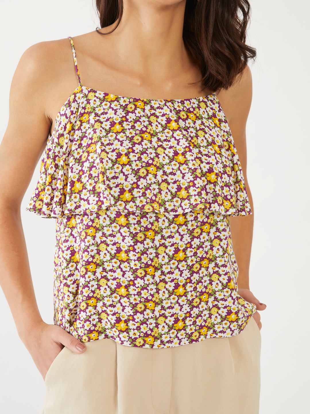 Multicolored Floral Print Strappy Top
