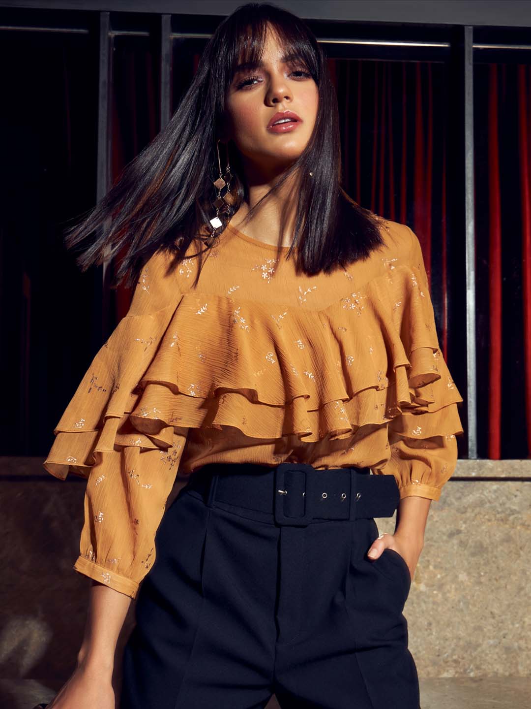 Yellow Printed Straight Top