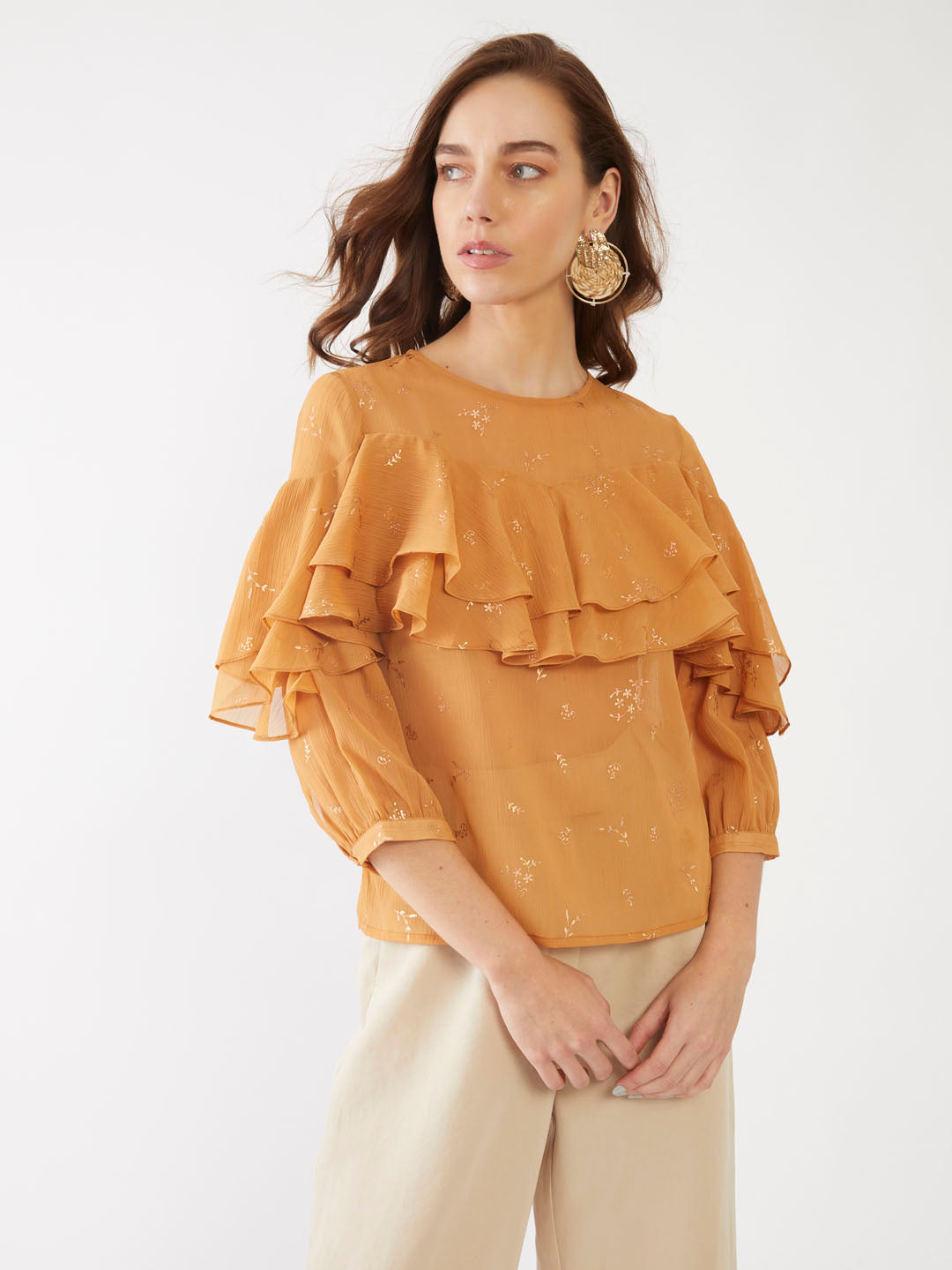 Yellow Printed Straight Top