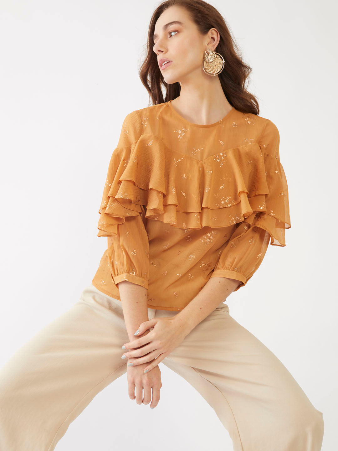 Yellow Printed Straight Top