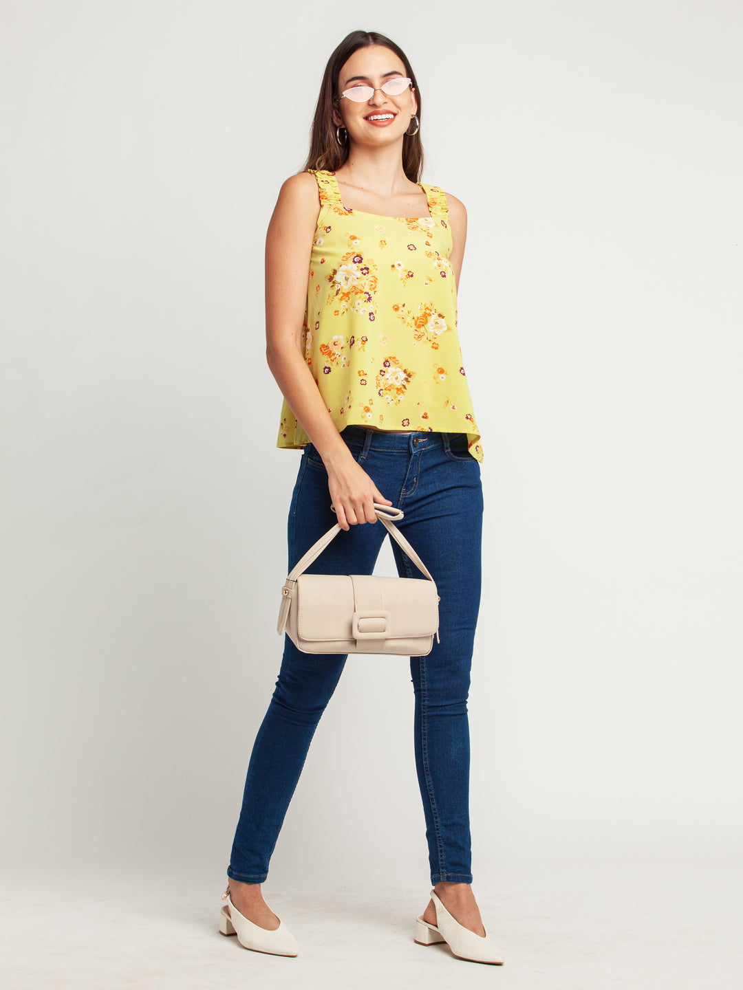 Yellow Printed Elasticated Top