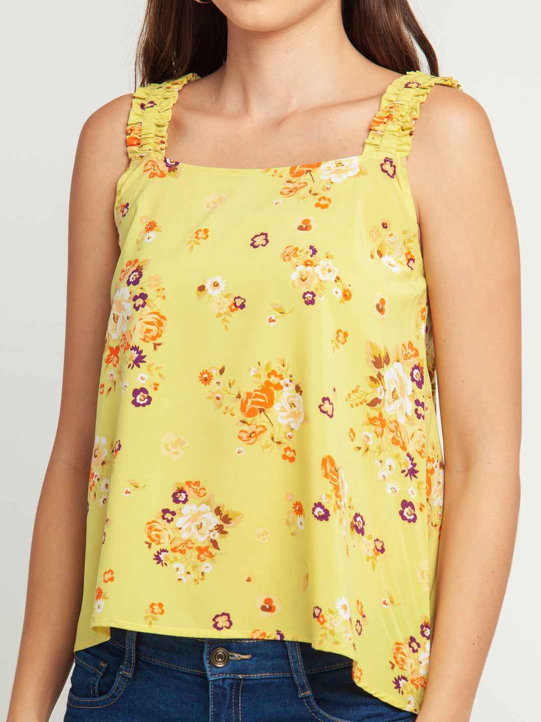 Yellow Printed Elasticated Top