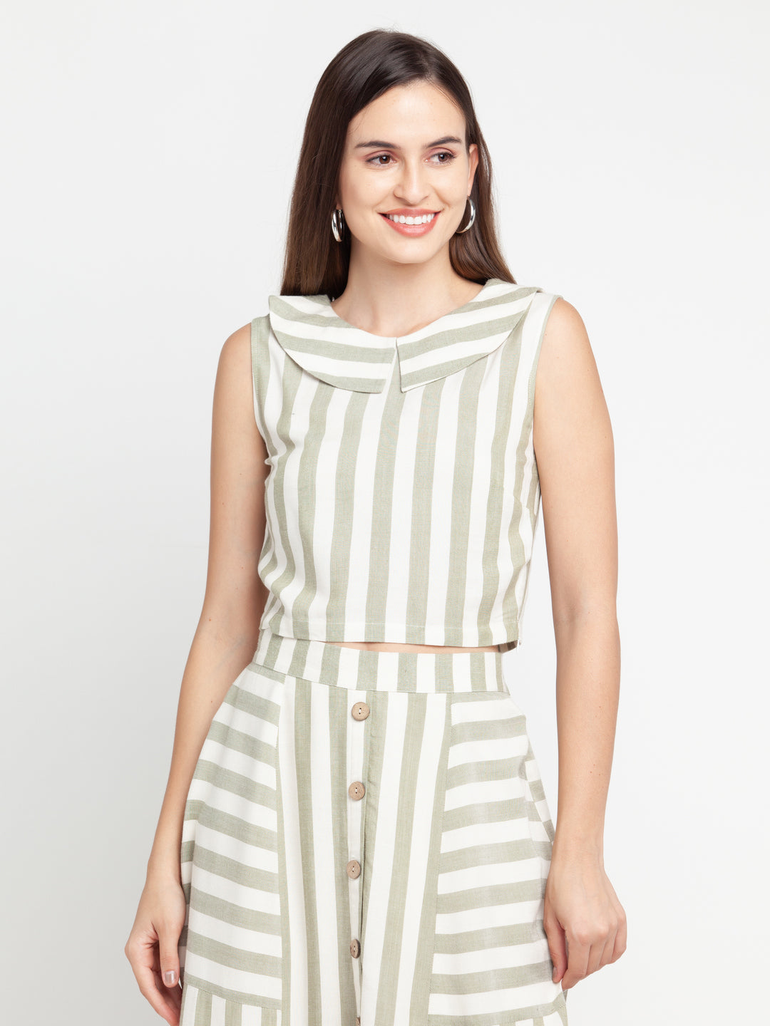 Off White Striped Top